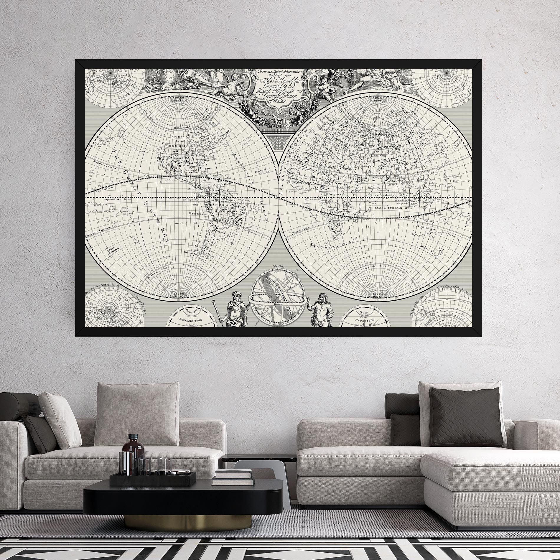 Black White Map mockup 2