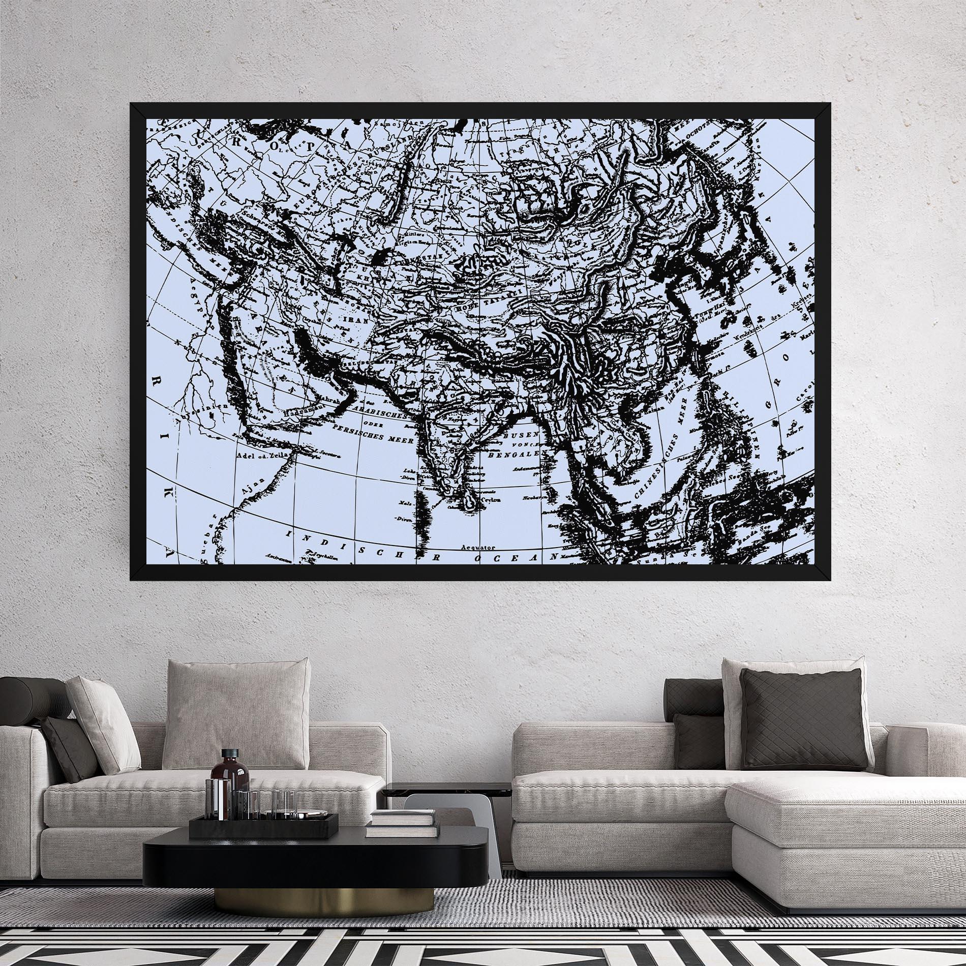 Картина на платно Blue Old Map mockup 2