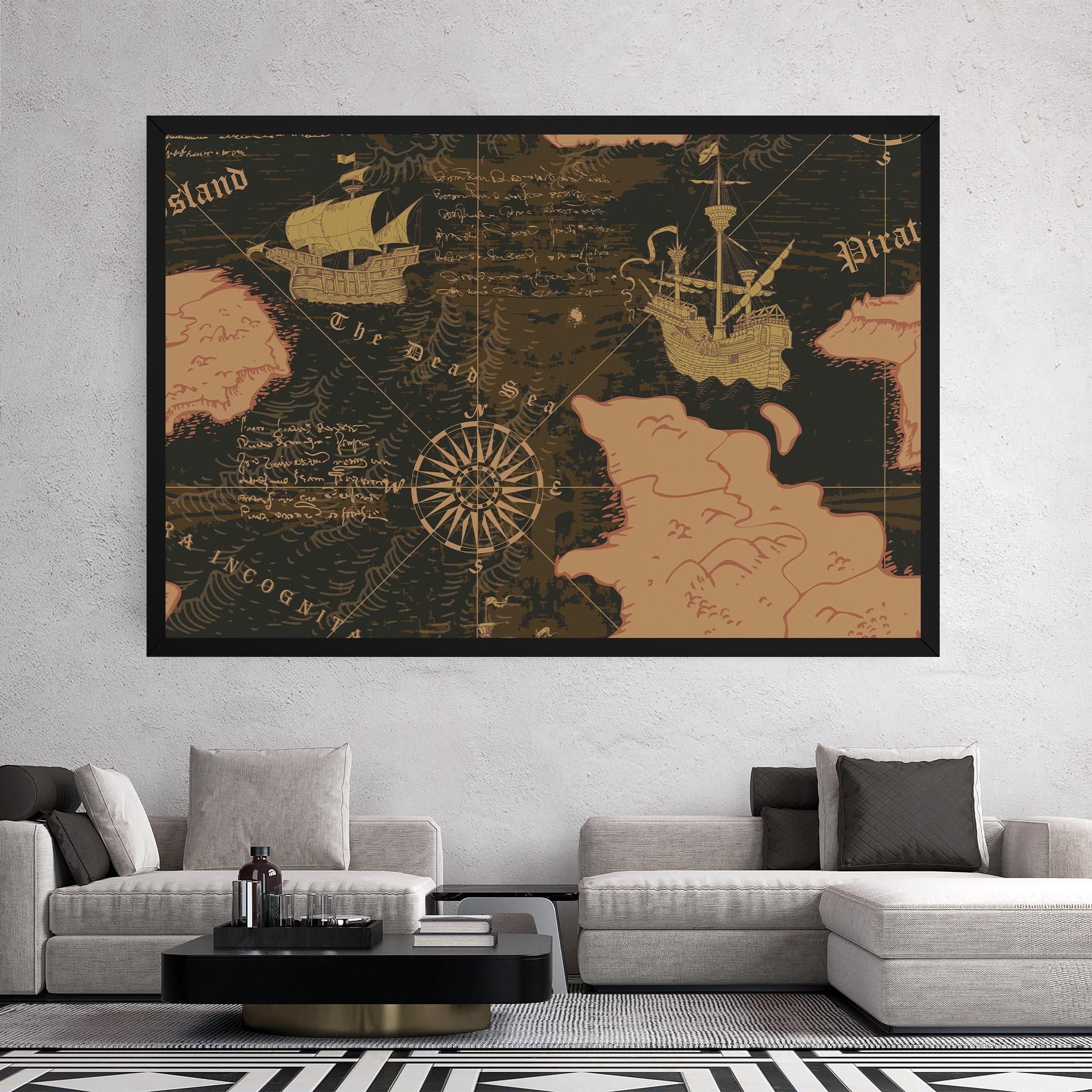 Картина на платно Cool Old Map mockup 2