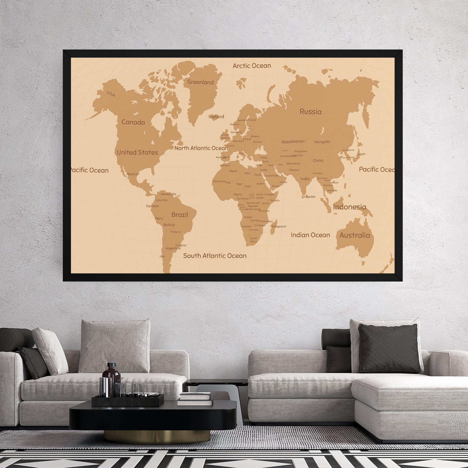 Картина на платно Ocean Old Map mockup 2