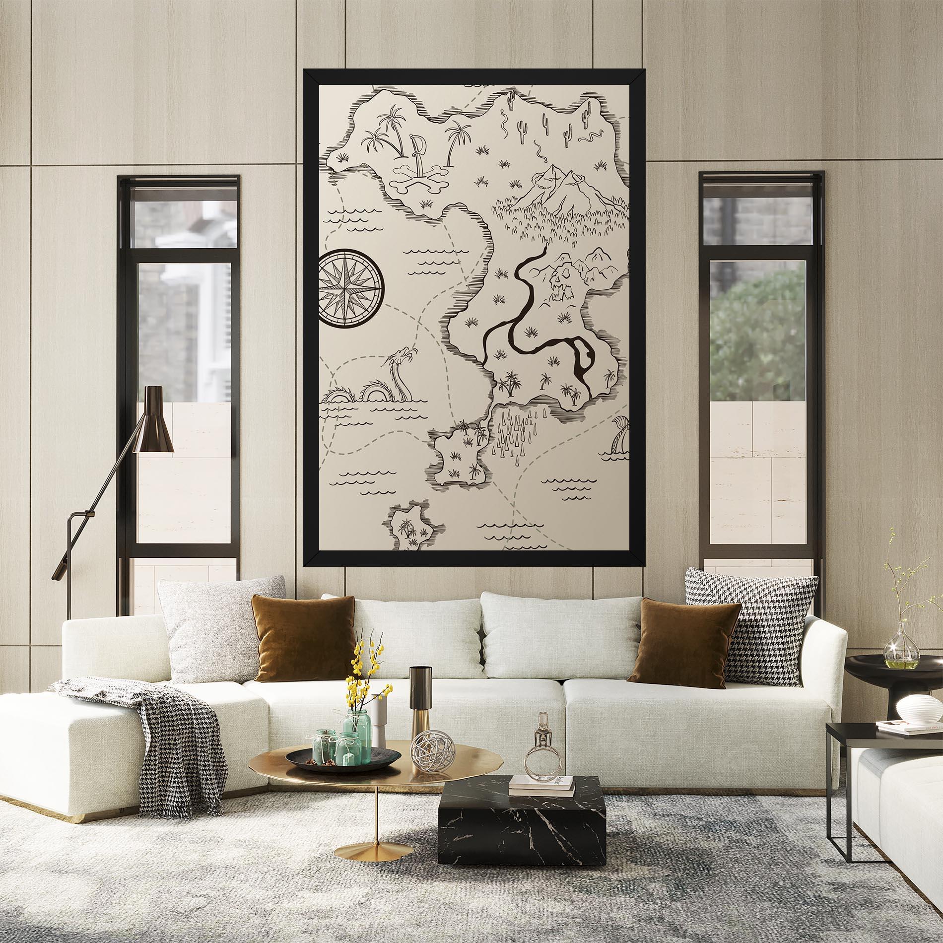 Картина на платно Cream Island Map mockup 2