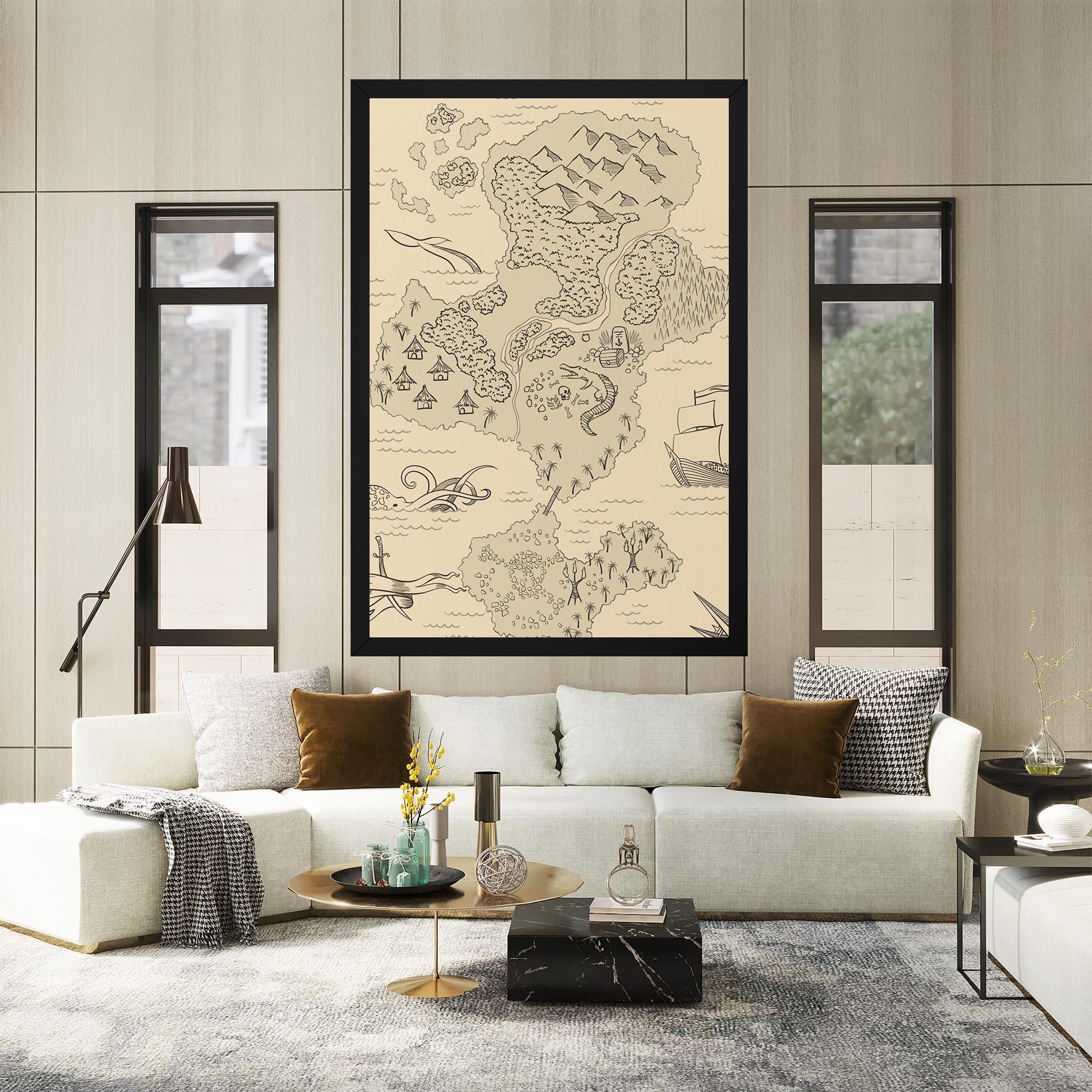 Картина на платно Island Old Map mockup 2