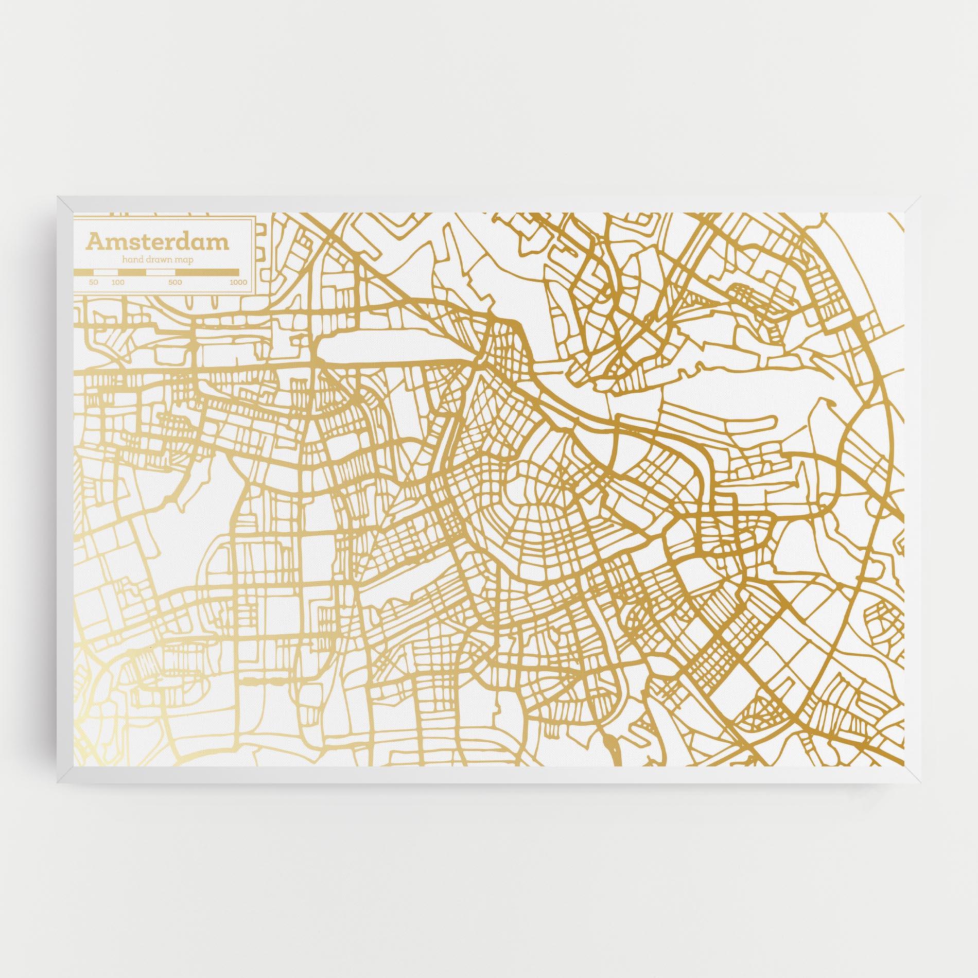 Картина на платно Amsterdam Gold Map mockup 0