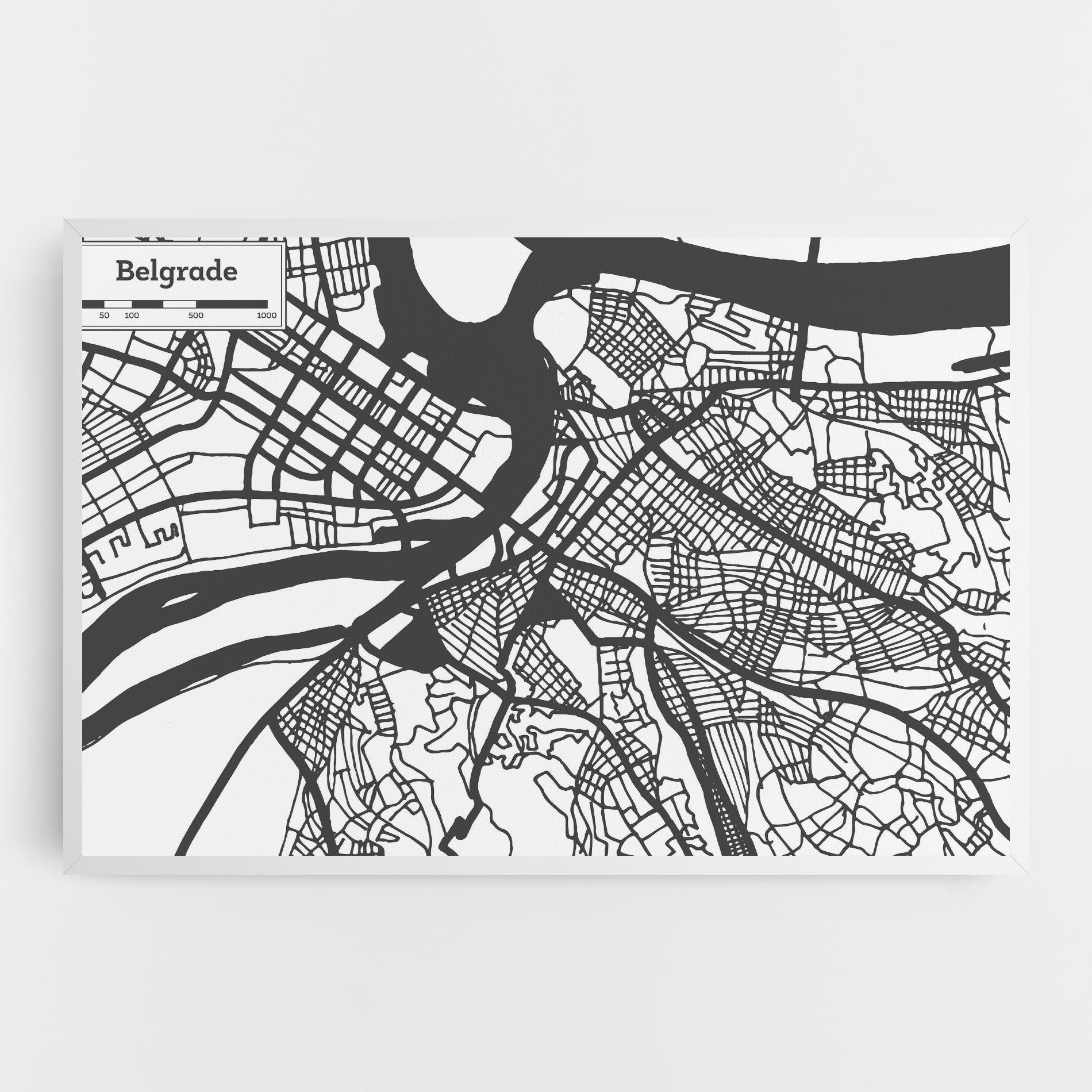 Картина на платно Belgrade Map mockup 0