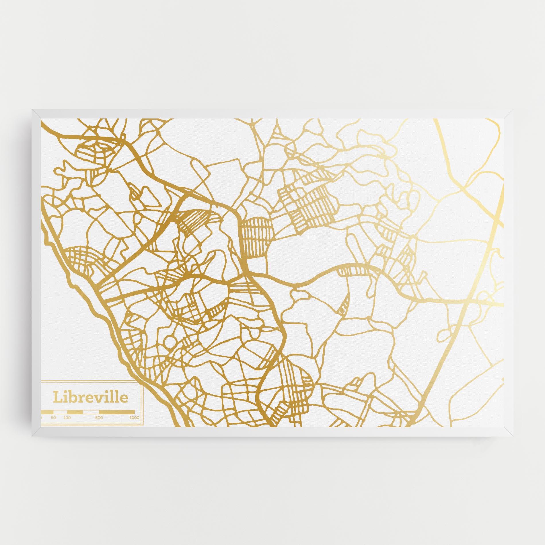 Картина на платно Libreville Gold Map mockup 0
