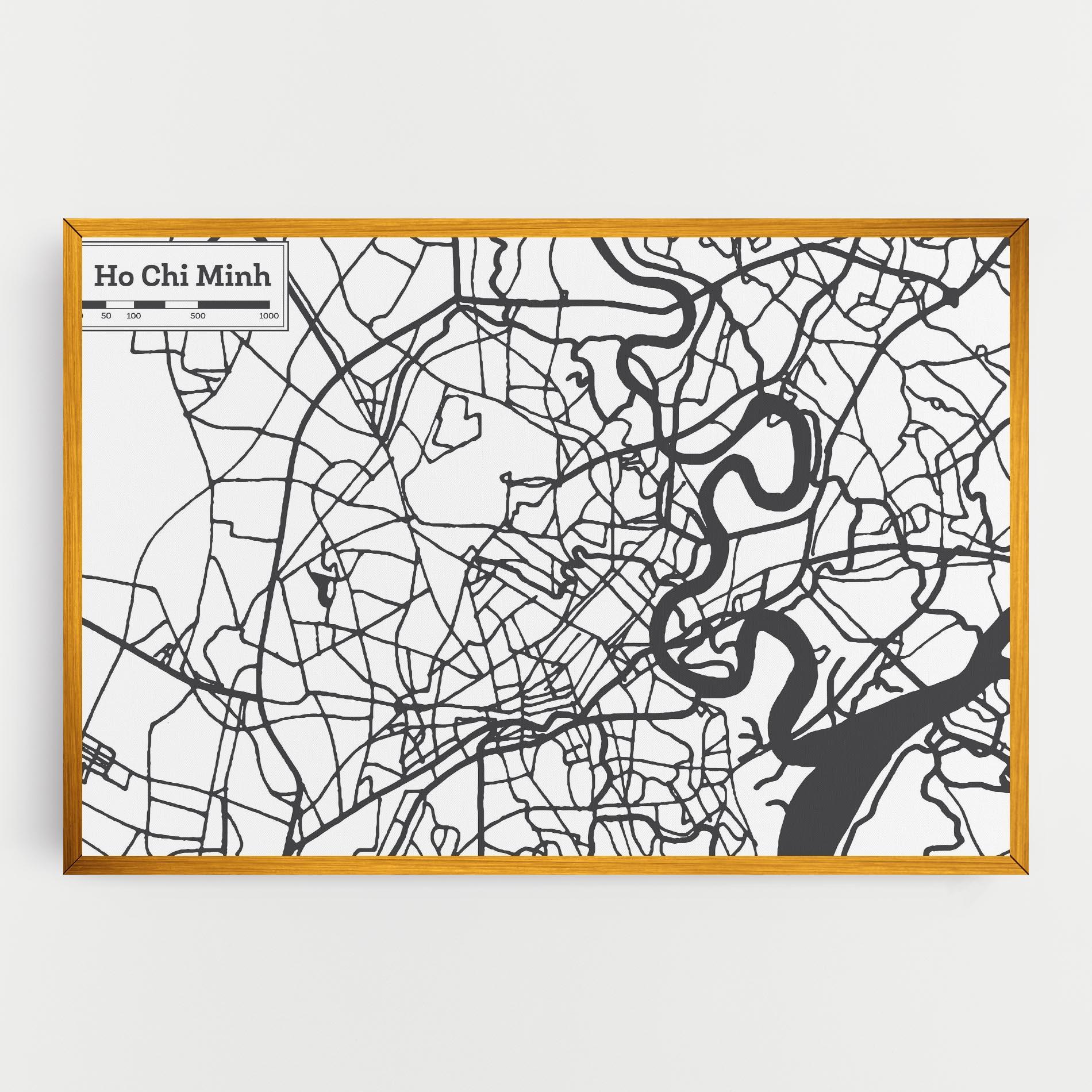 Картина на платно Ho Chi Minh Map mockup 0
