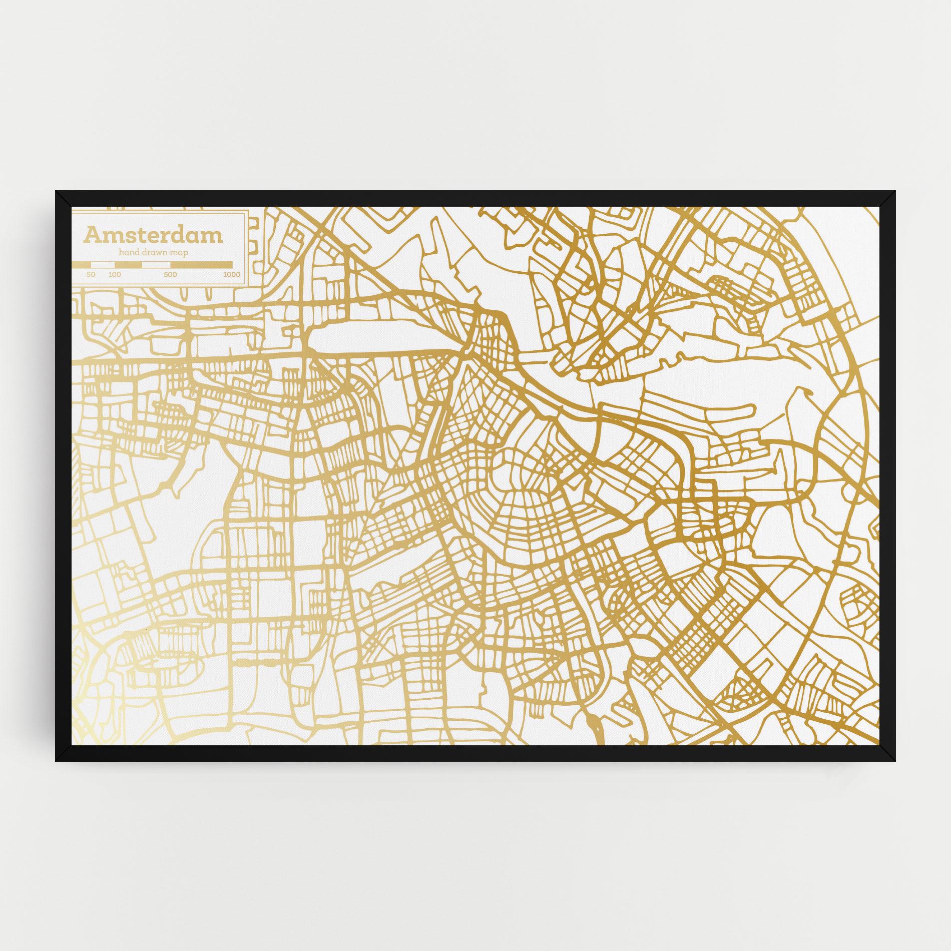 Картина на платно Amsterdam Gold Map mockup 0