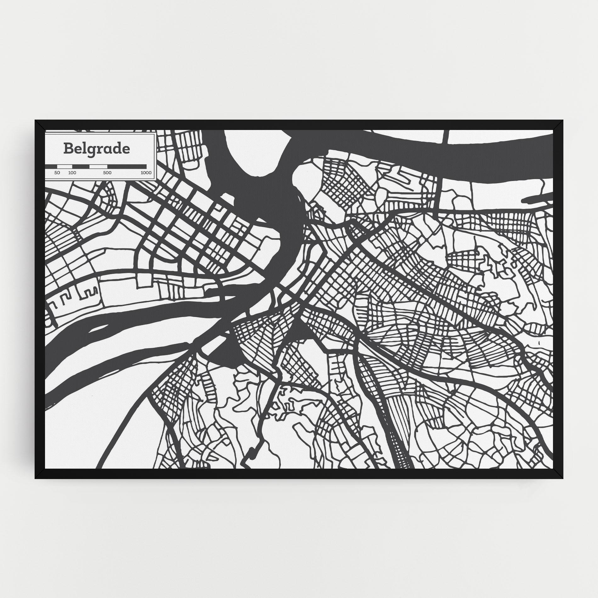 Картина на платно Belgrade Map mockup 0