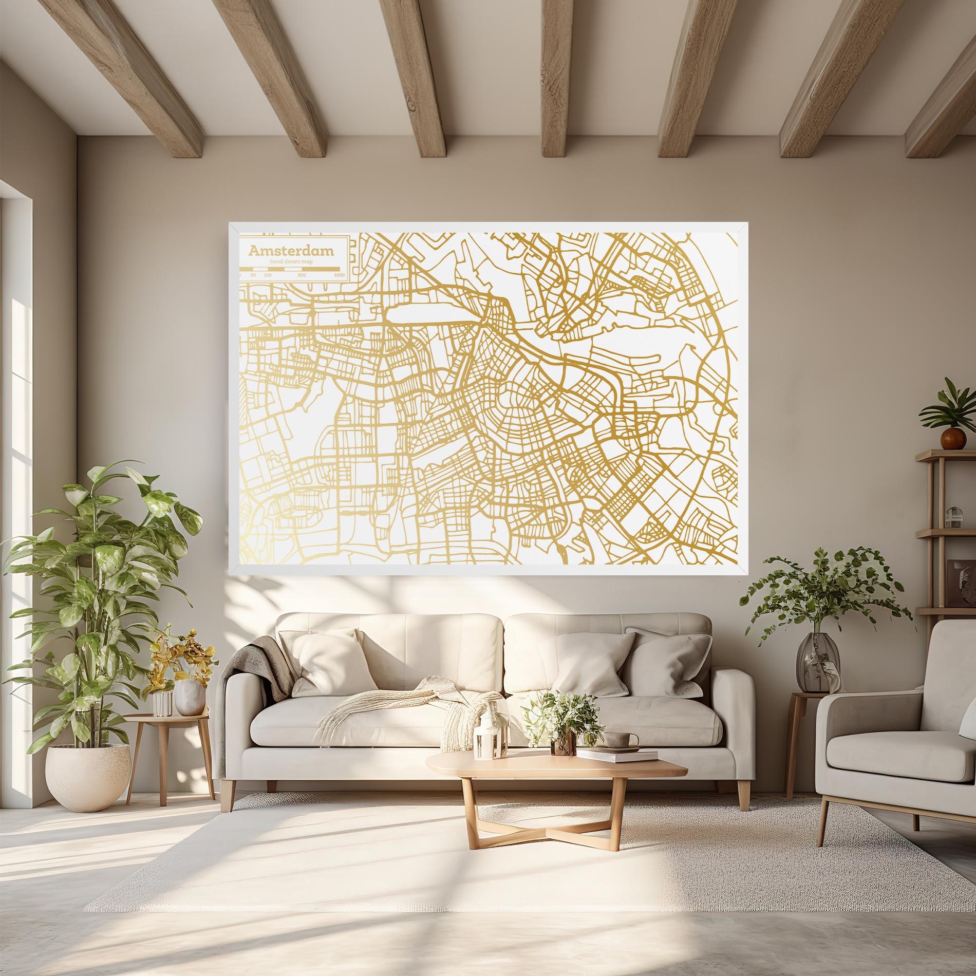 Картина на платно Amsterdam Gold Map mockup 6