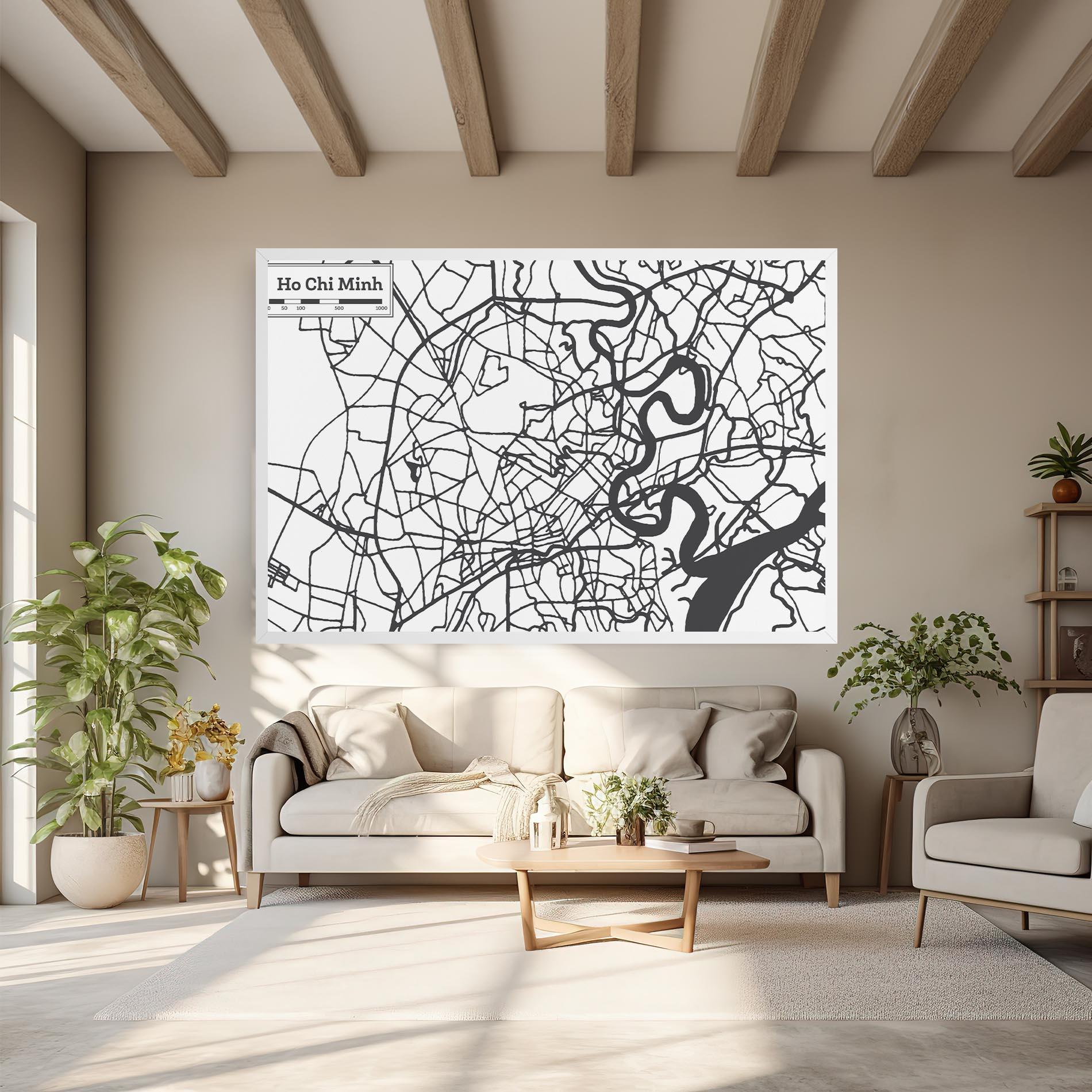 Картина на платно Ho Chi Minh Map mockup 6