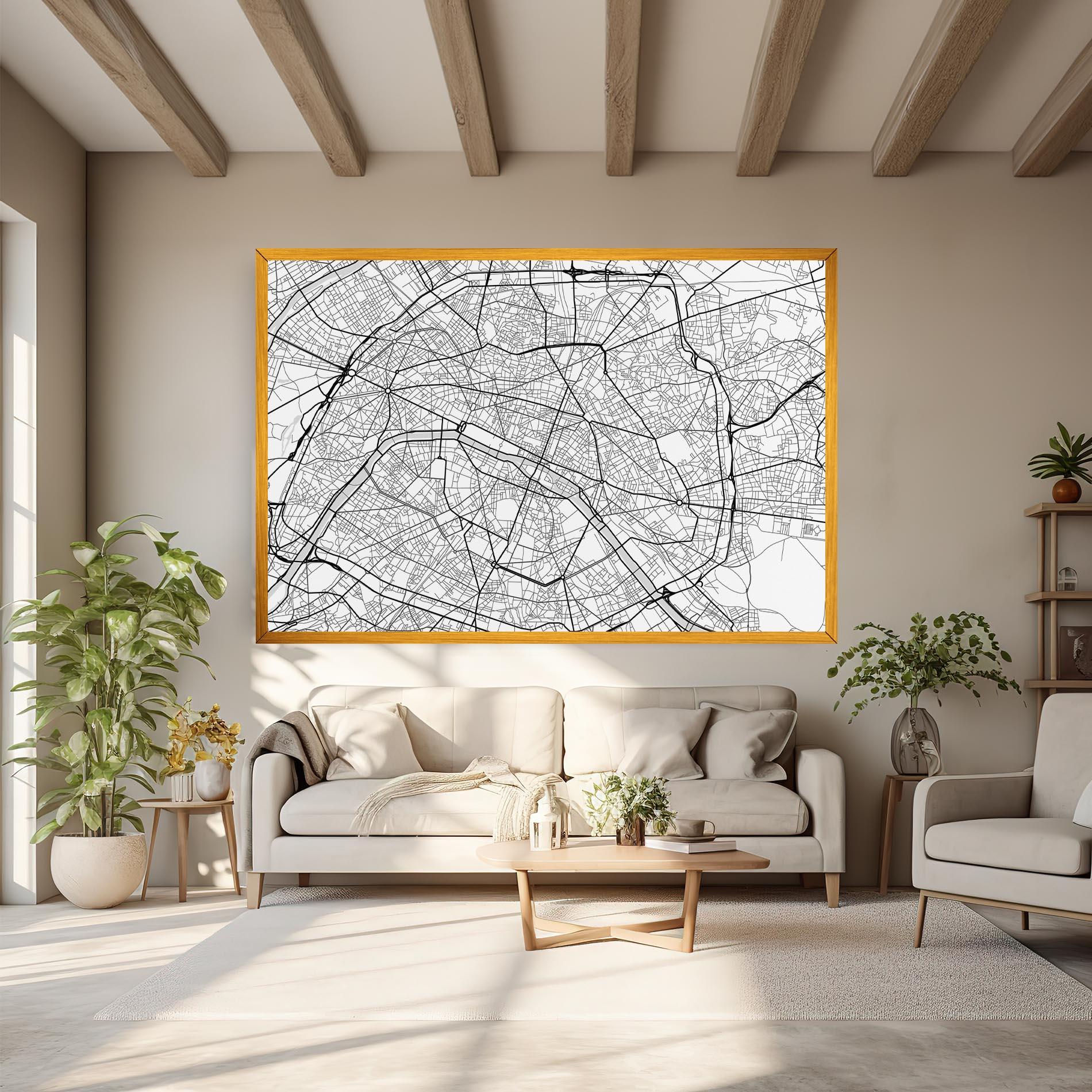 Картина на платно City Black Line mockup 6