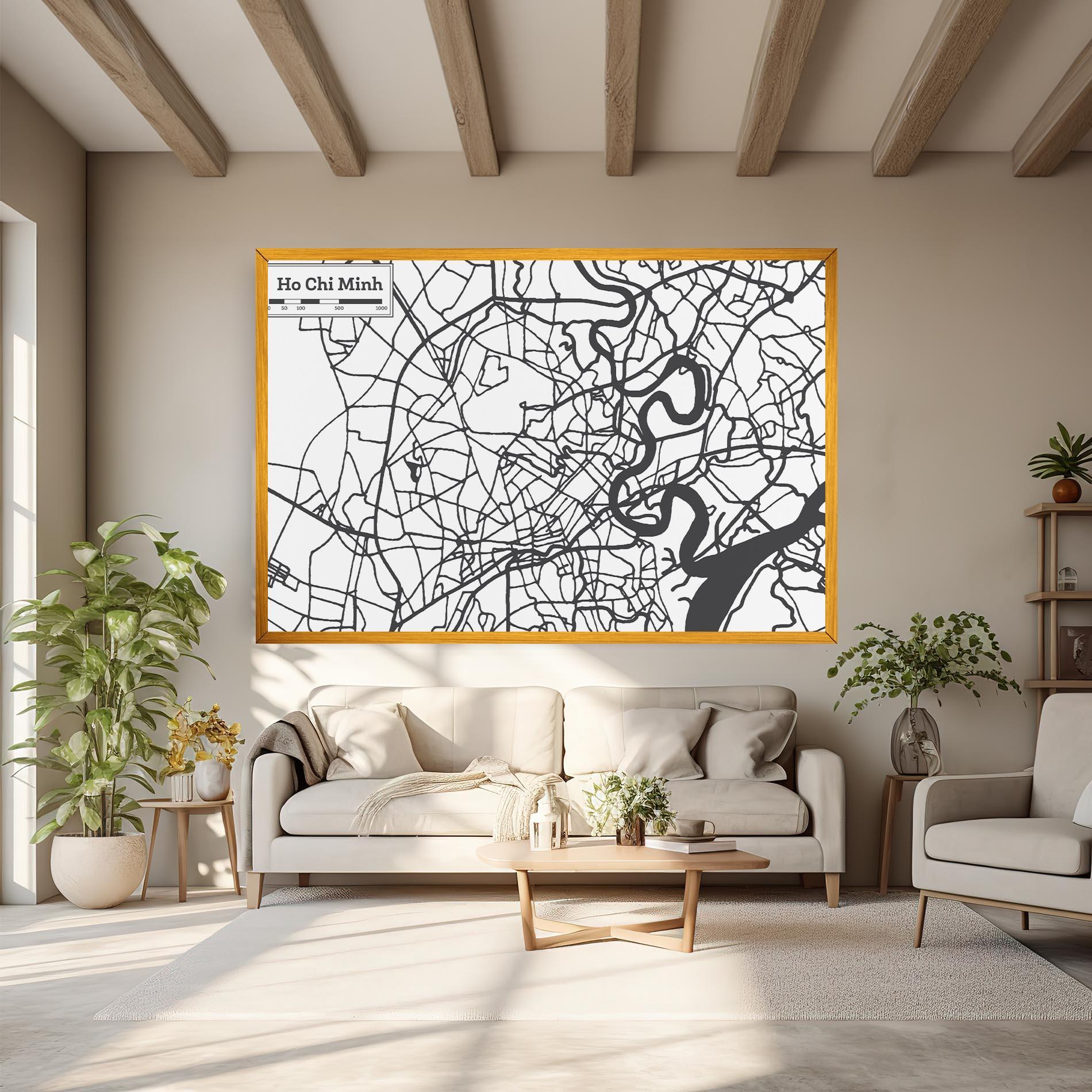 Картина на платно Ho Chi Minh Map mockup 6