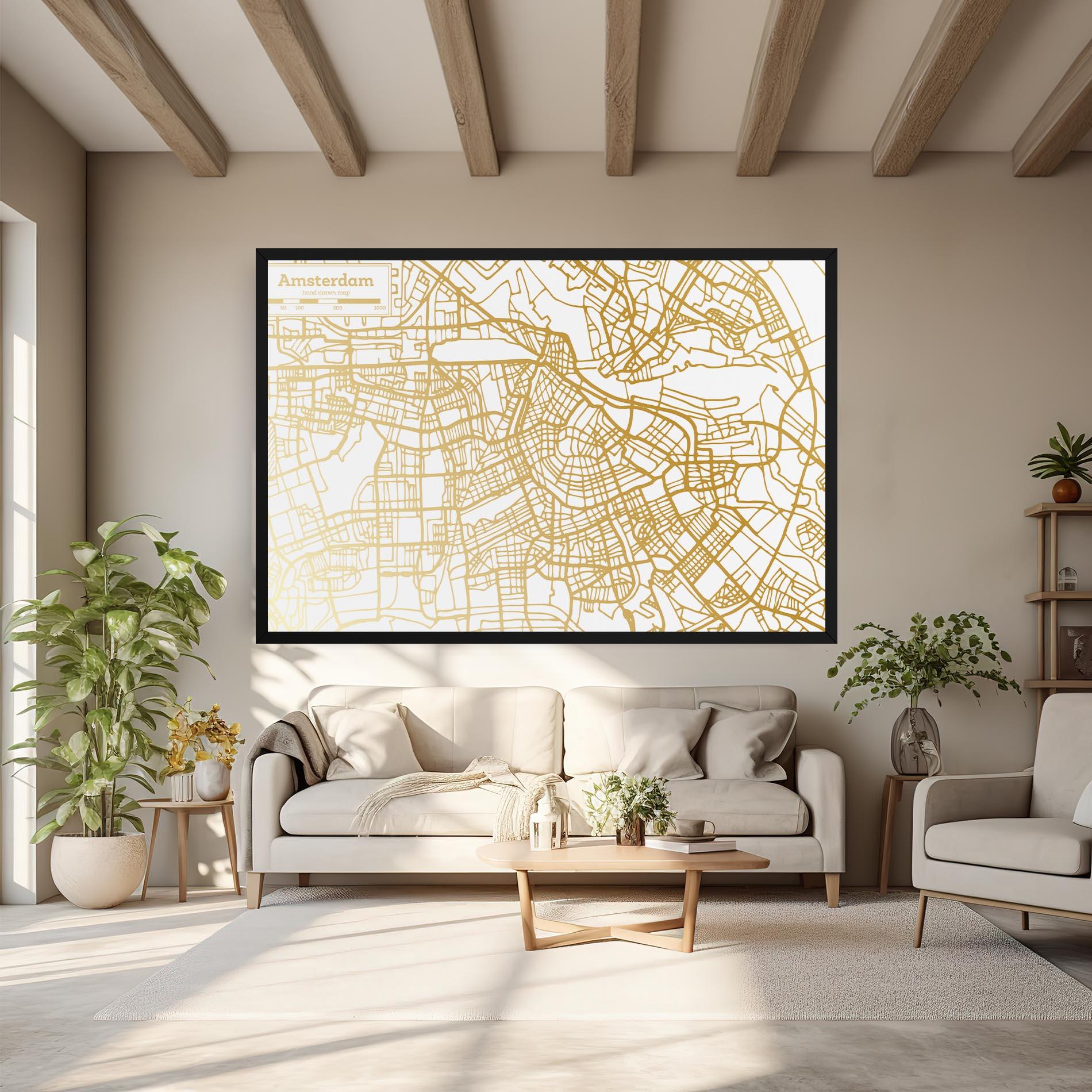 Картина на платно Amsterdam Gold Map mockup 6