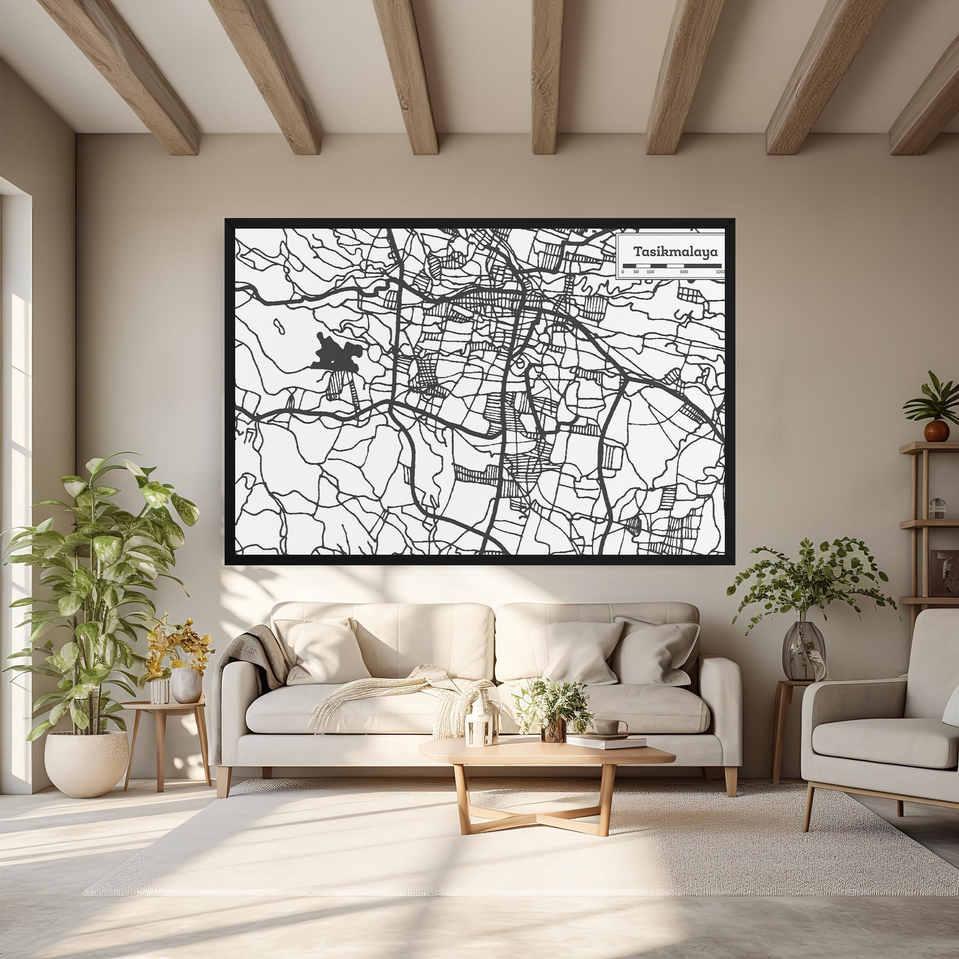 Картина на платно Tasikmalaya Map mockup 6