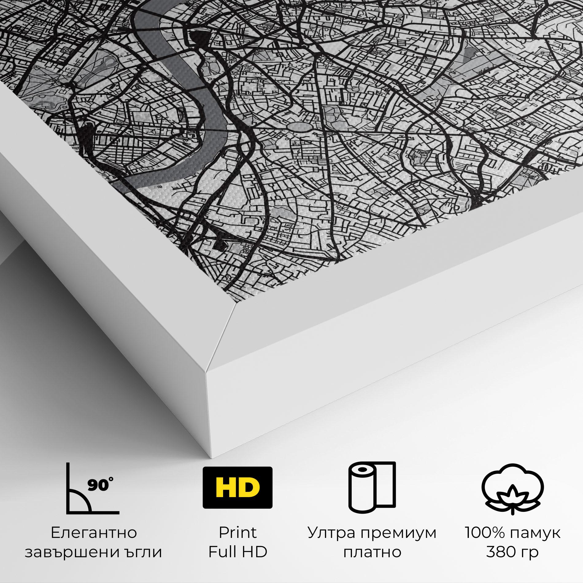 Картина на платно City Map mockup 4