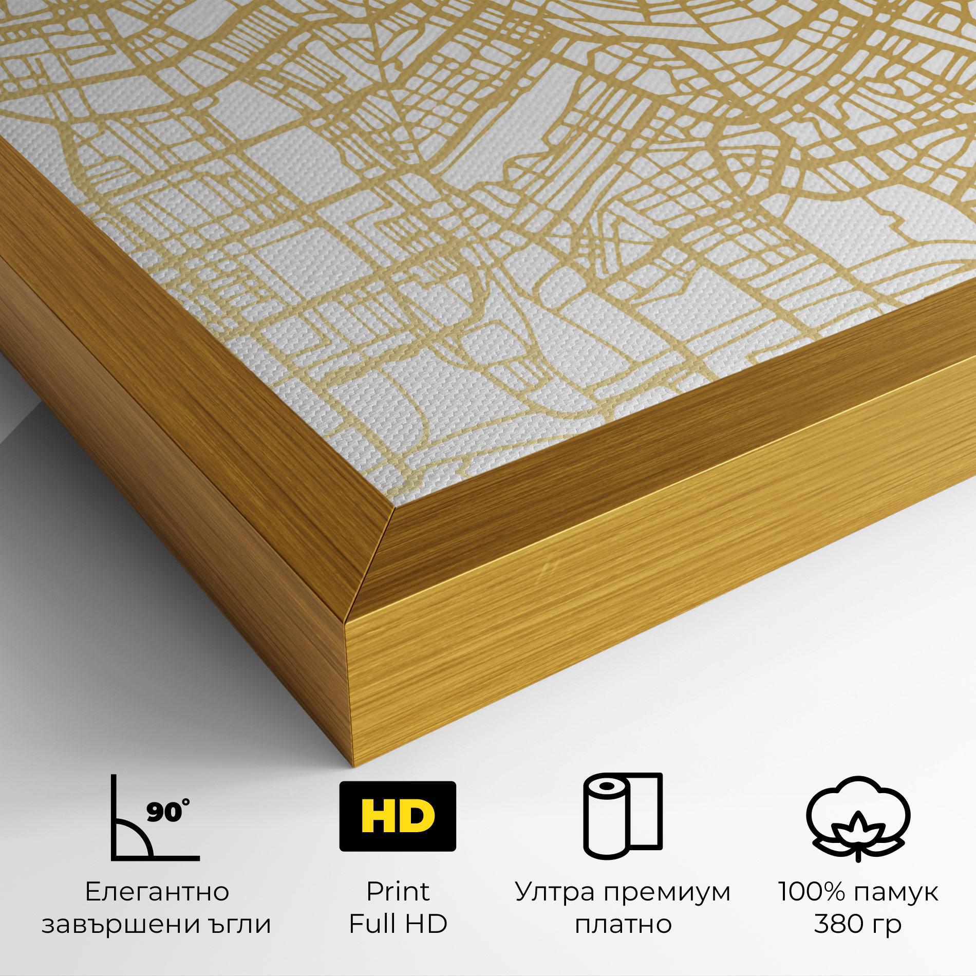 Картина на платно Amsterdam Gold Map mockup 4