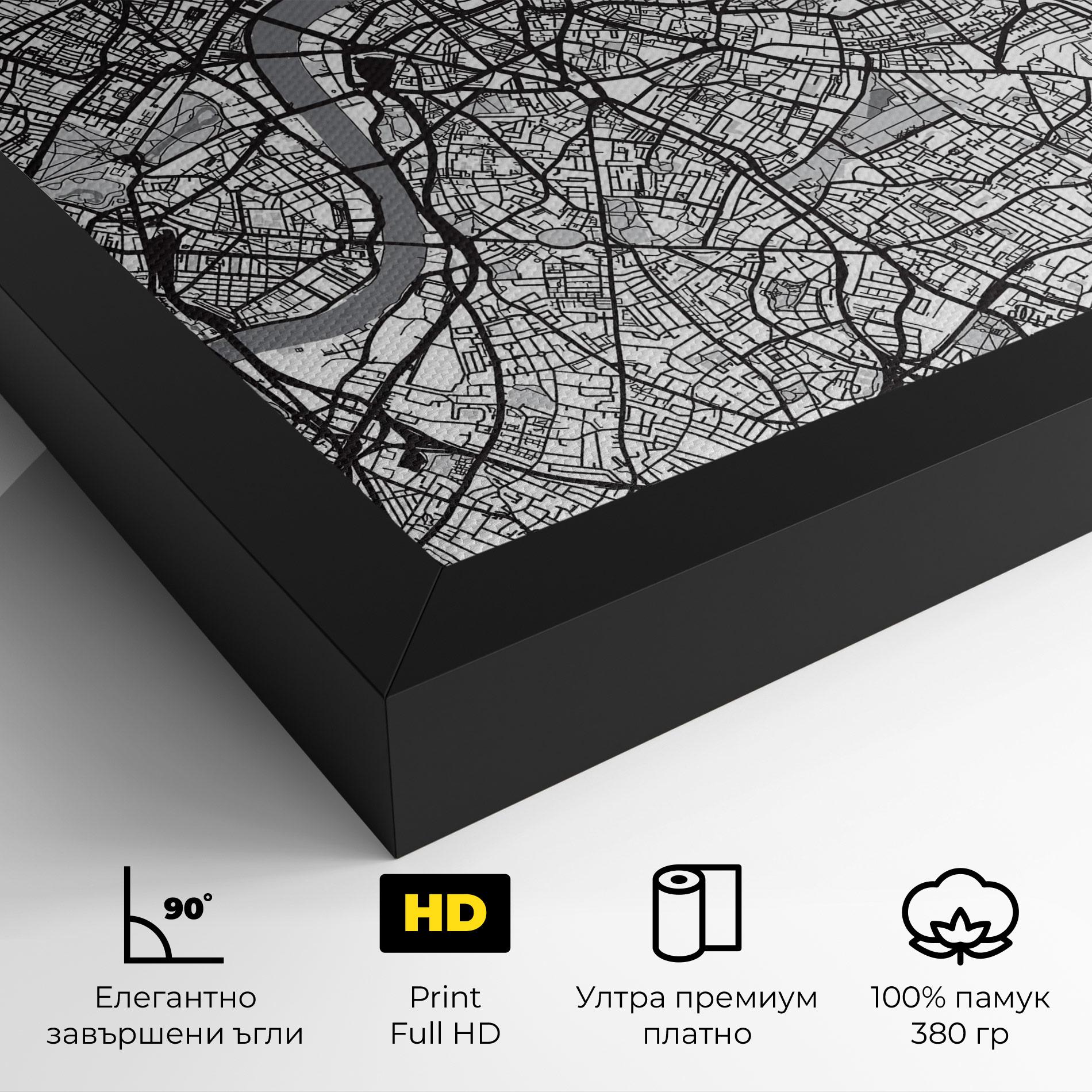 Картина на платно City Map mockup 4