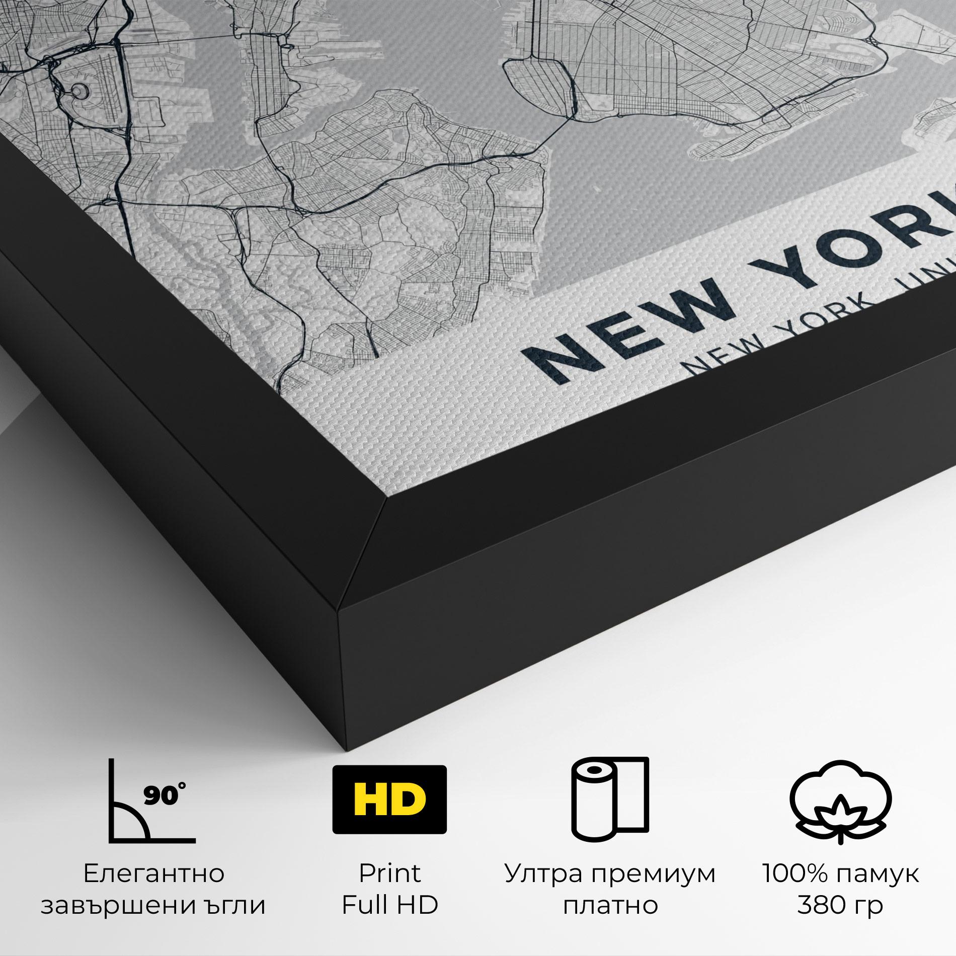 Картина на платно New York Map mockup 4