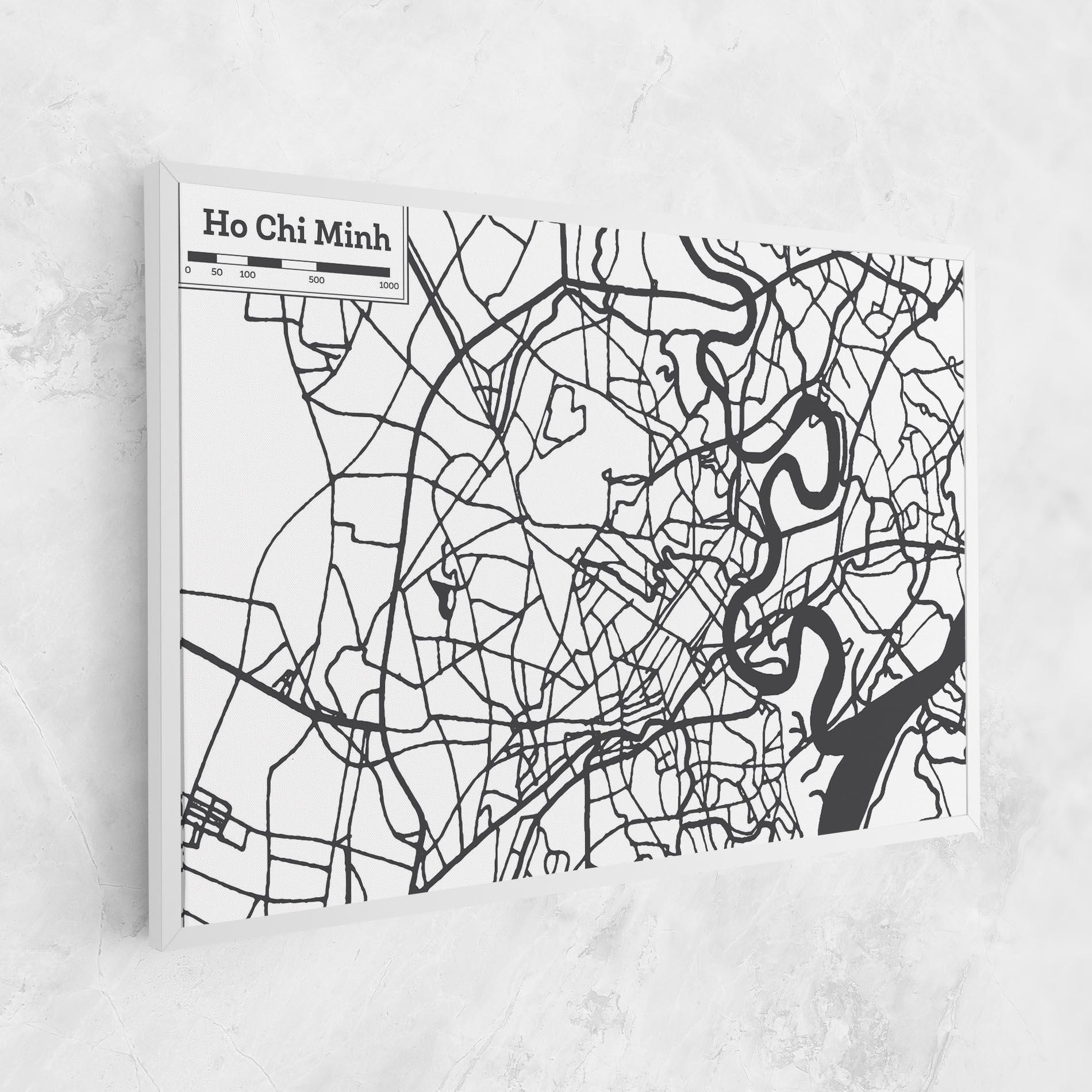 Картина на платно Ho Chi Minh Map mockup 1