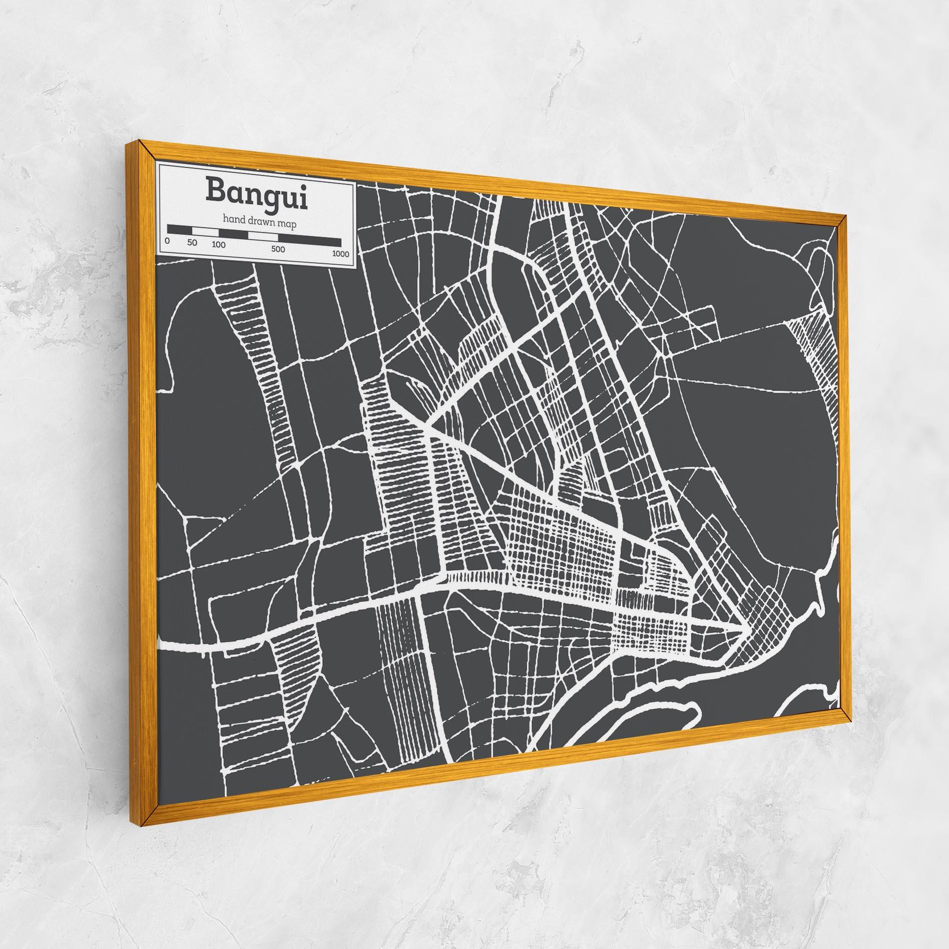 Картина на платно Bangui Map mockup 1