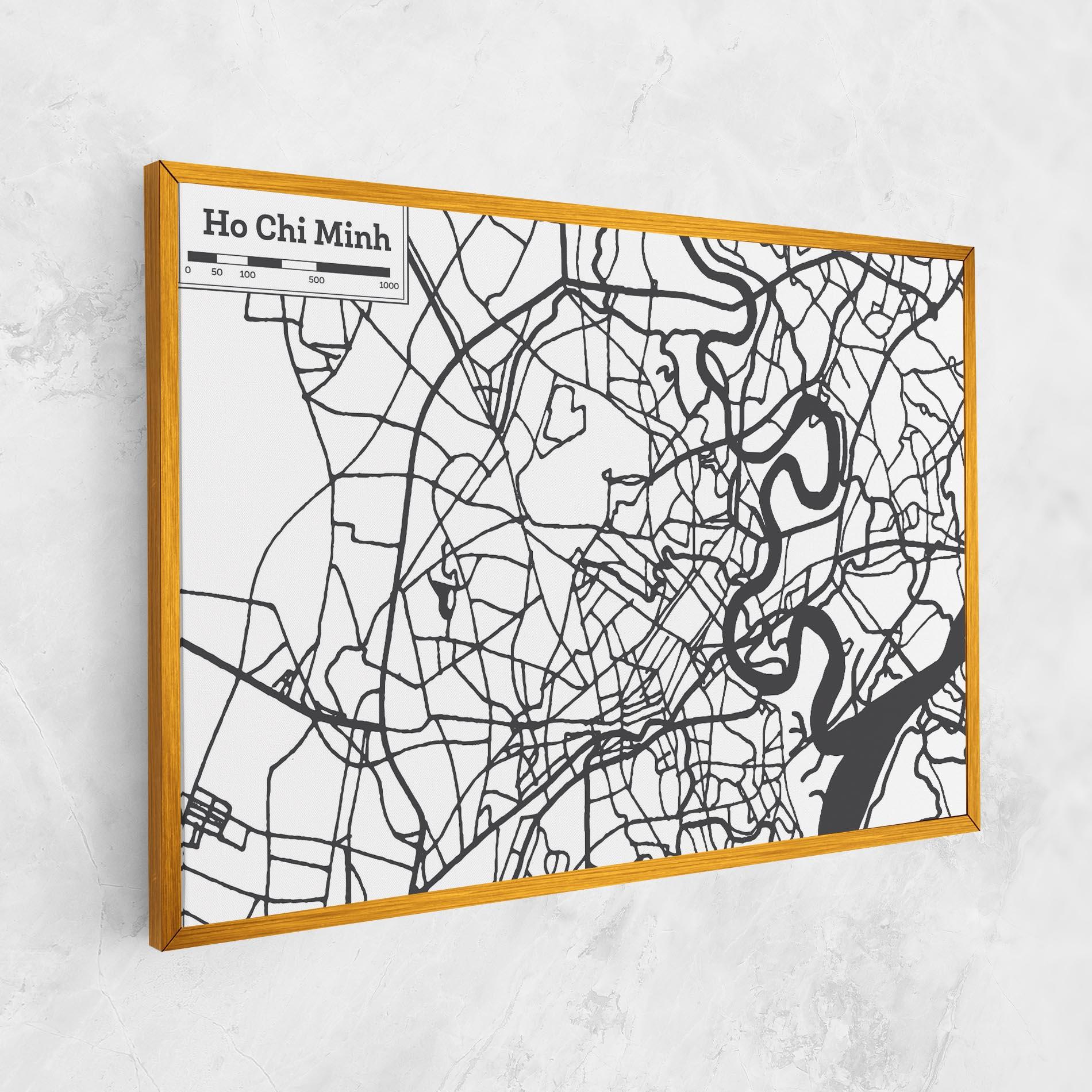 Картина на платно Ho Chi Minh Map mockup 1