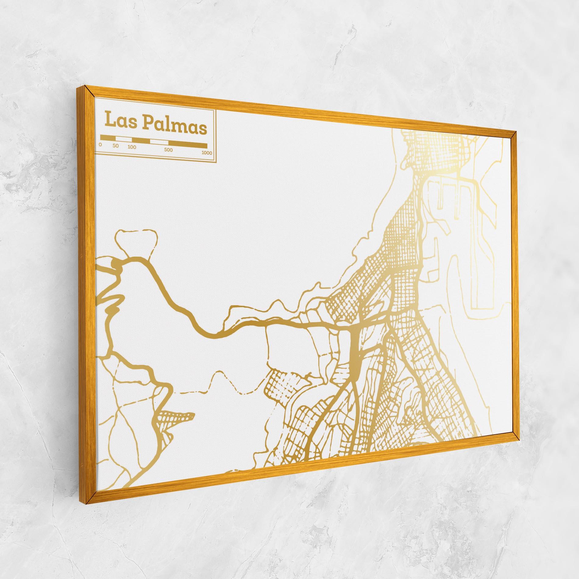 Картина на платно Las Palmas Gold Map mockup 1