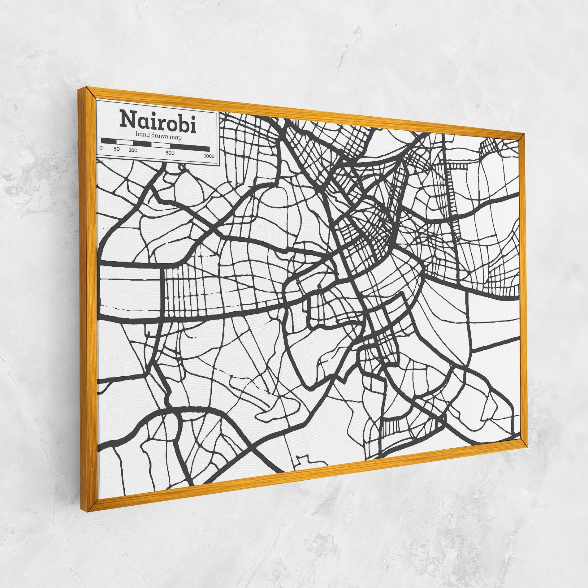 Картина на платно Nairobi Map mockup 1