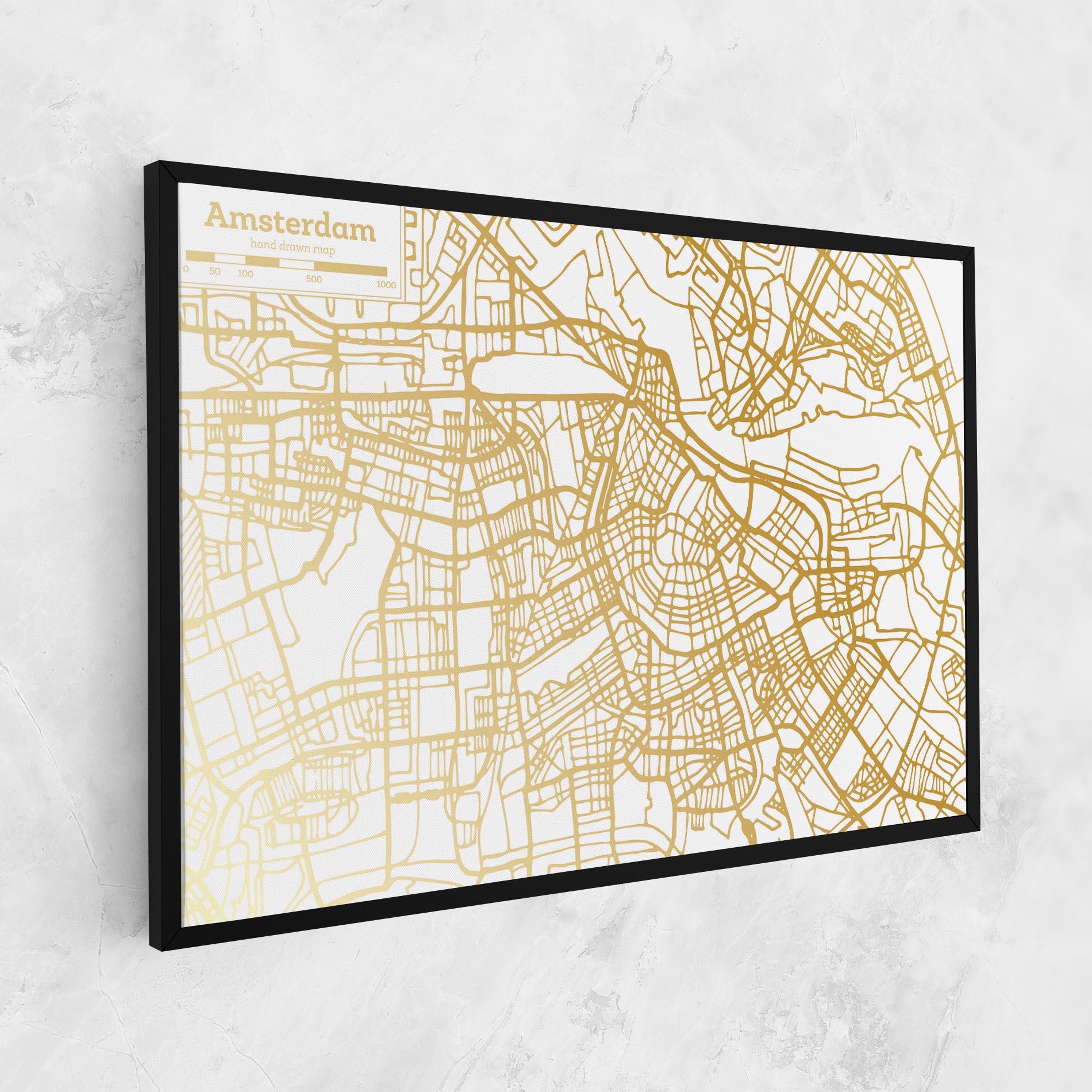 Картина на платно Amsterdam Gold Map mockup 1
