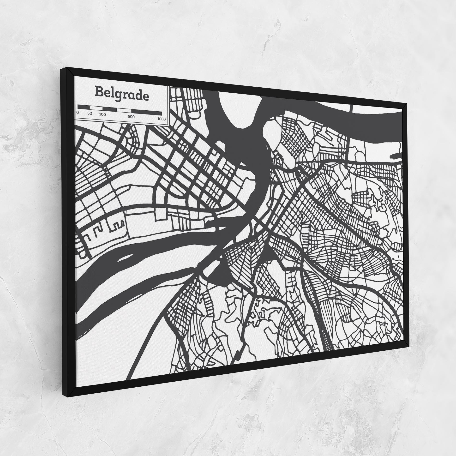 Картина на платно Belgrade Map mockup 1