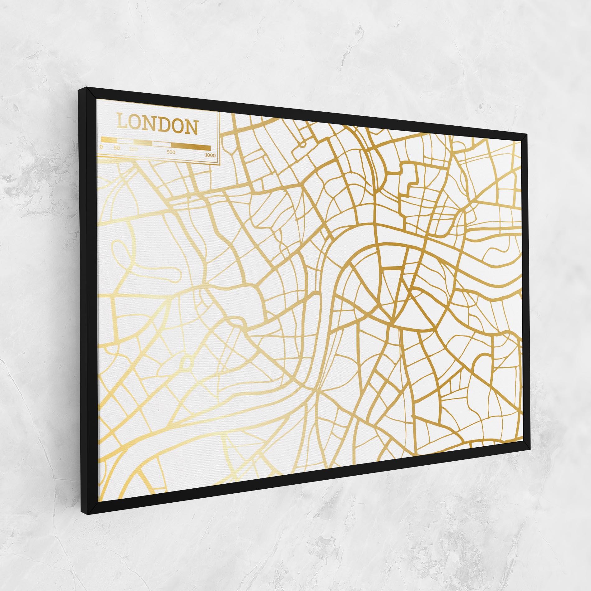 Картина на платно London Gold Map mockup 1