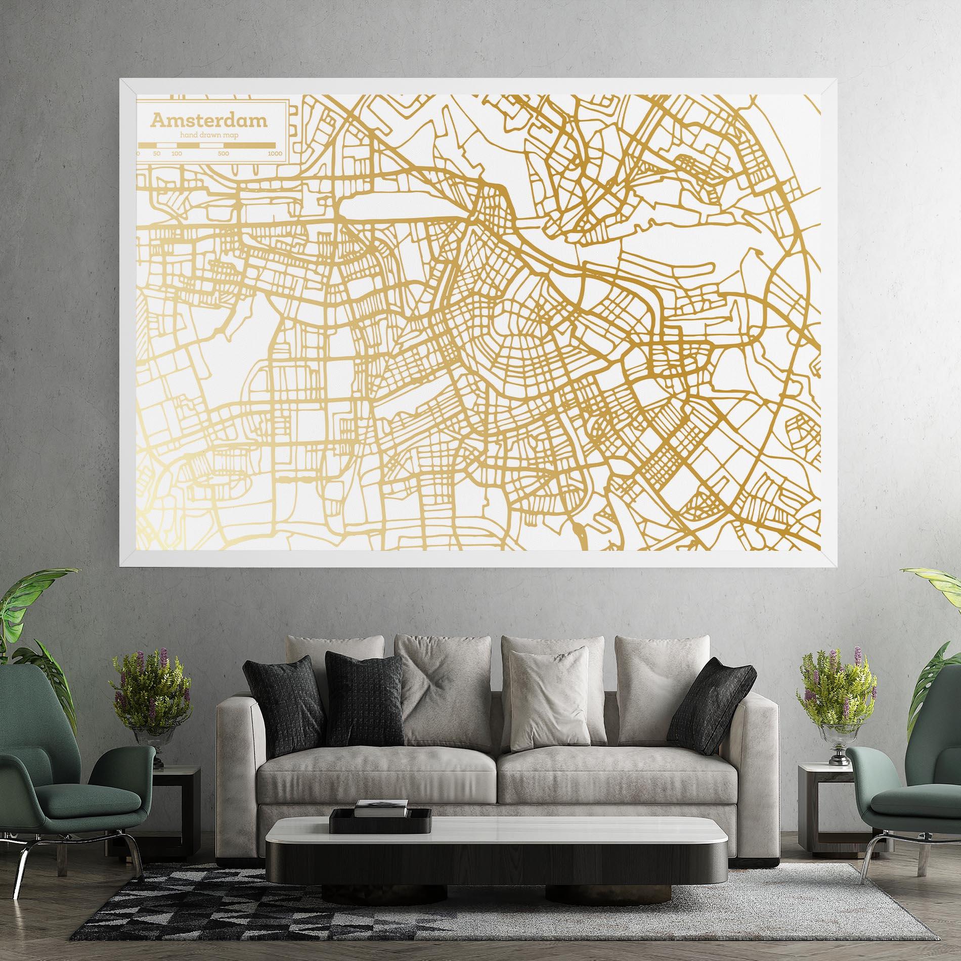 Картина на платно Amsterdam Gold Map mockup 7