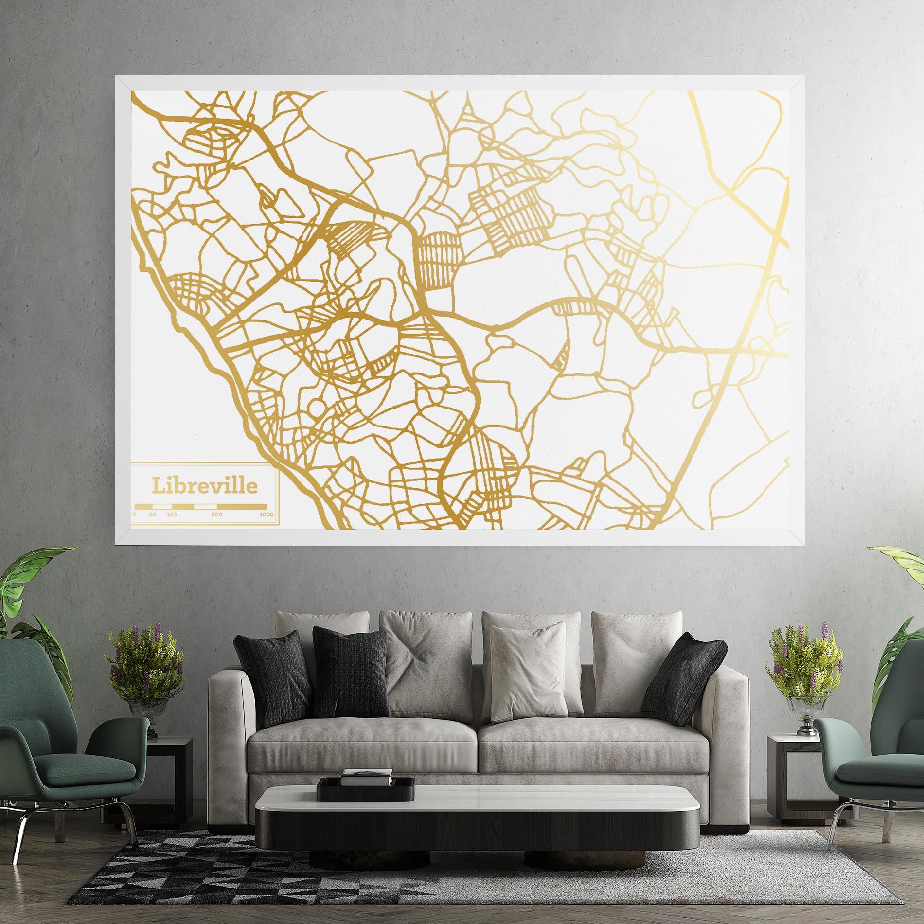 Картина на платно Libreville Gold Map mockup 7