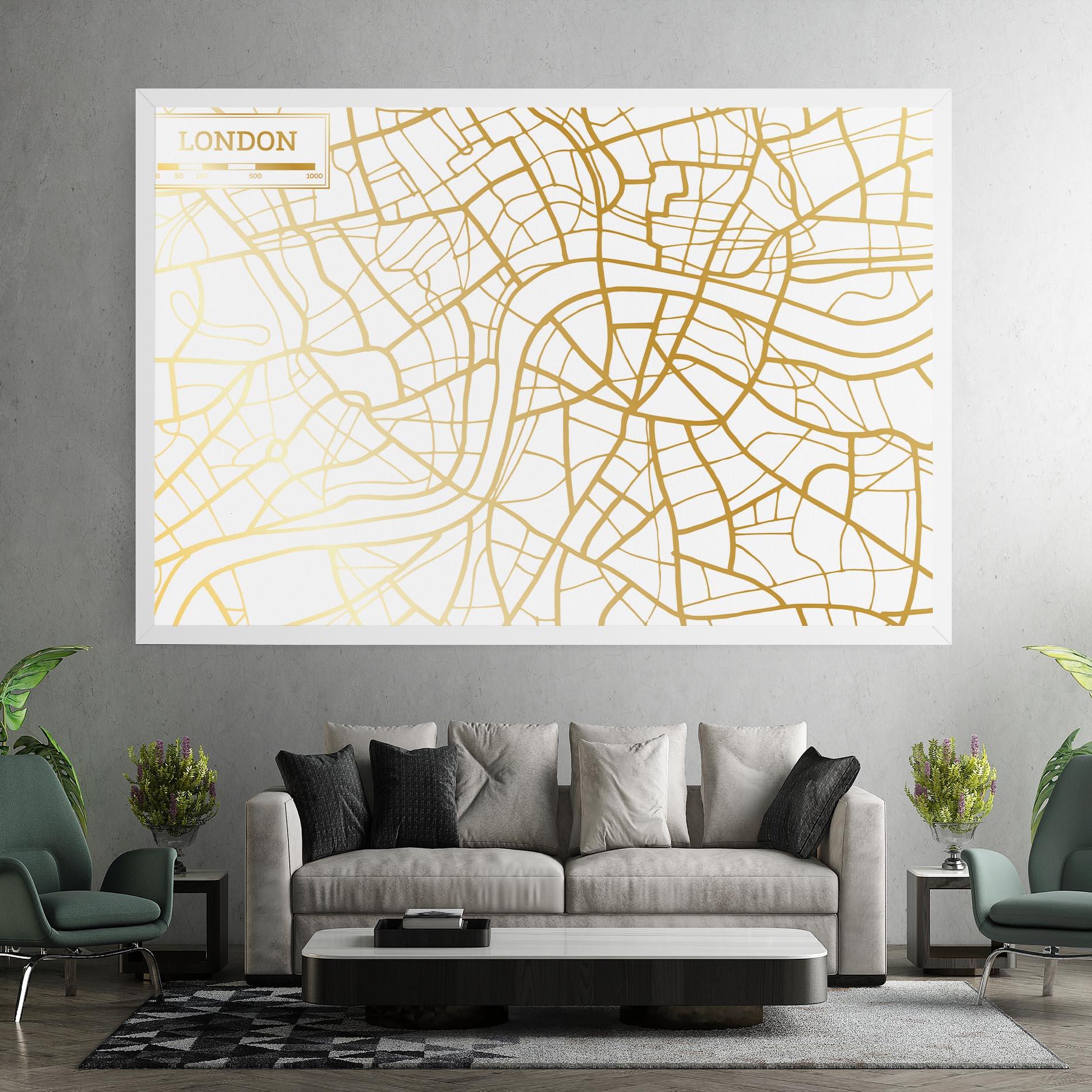 Картина на платно London Gold Map mockup 7