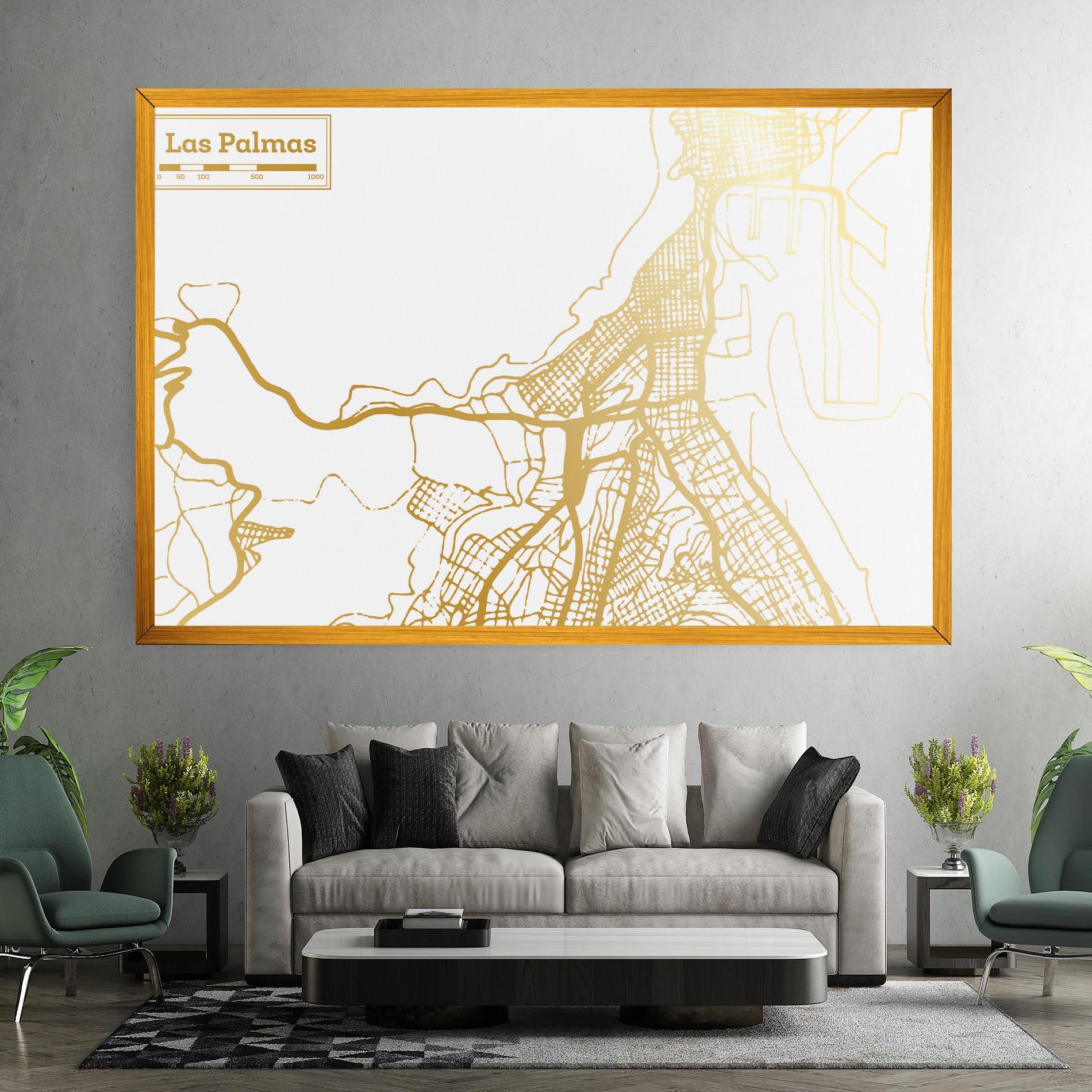 Картина на платно Las Palmas Gold Map mockup 7