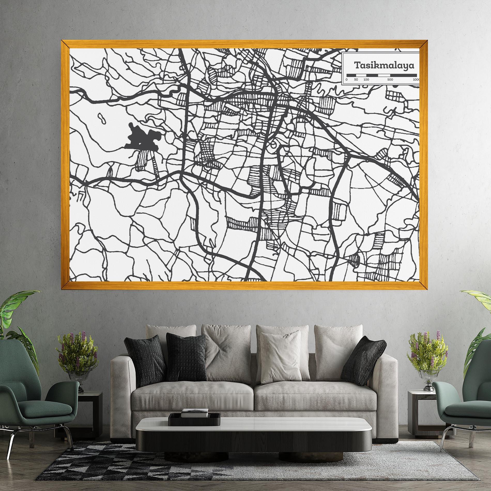 Картина на платно Tasikmalaya Map mockup 7