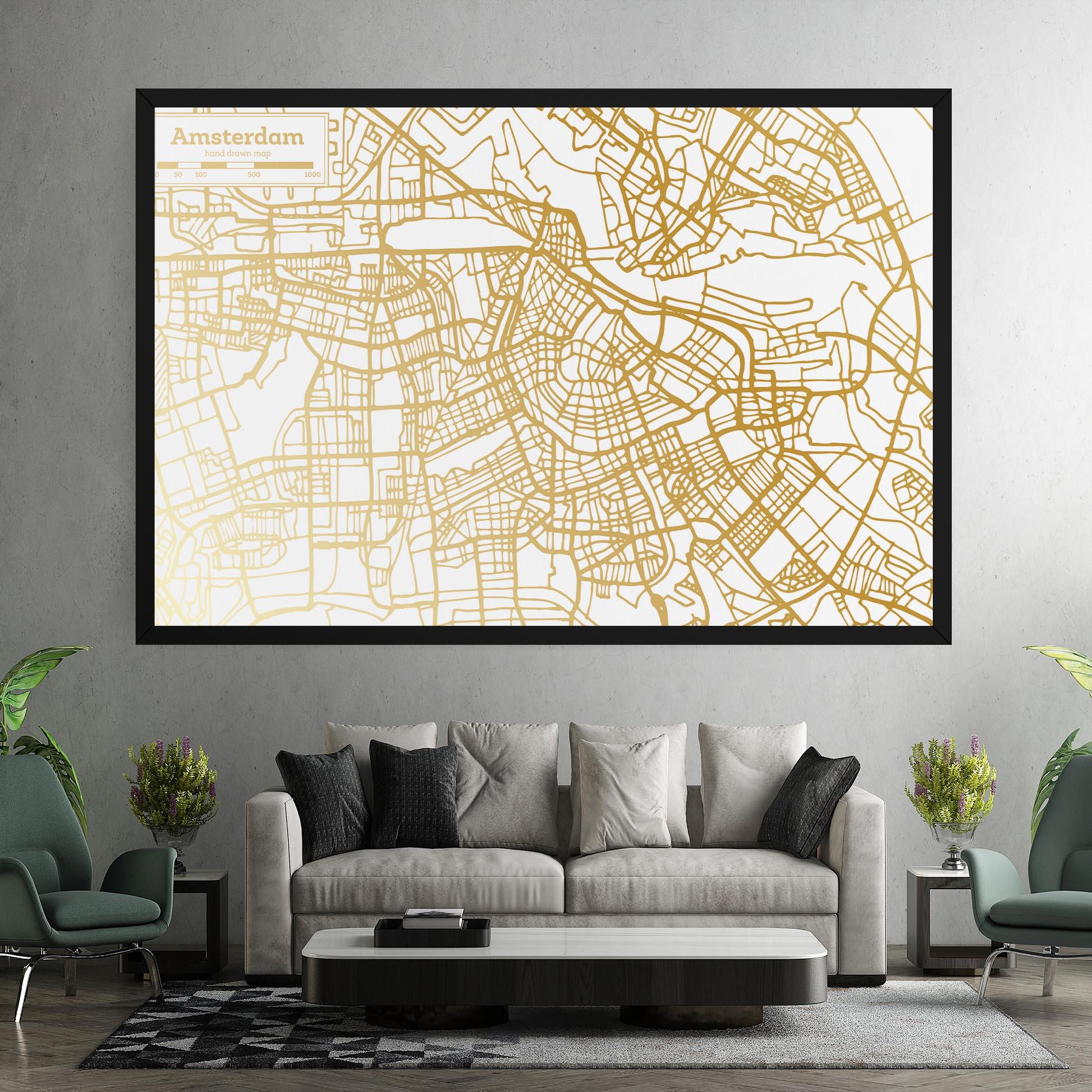 Картина на платно Amsterdam Gold Map mockup 7
