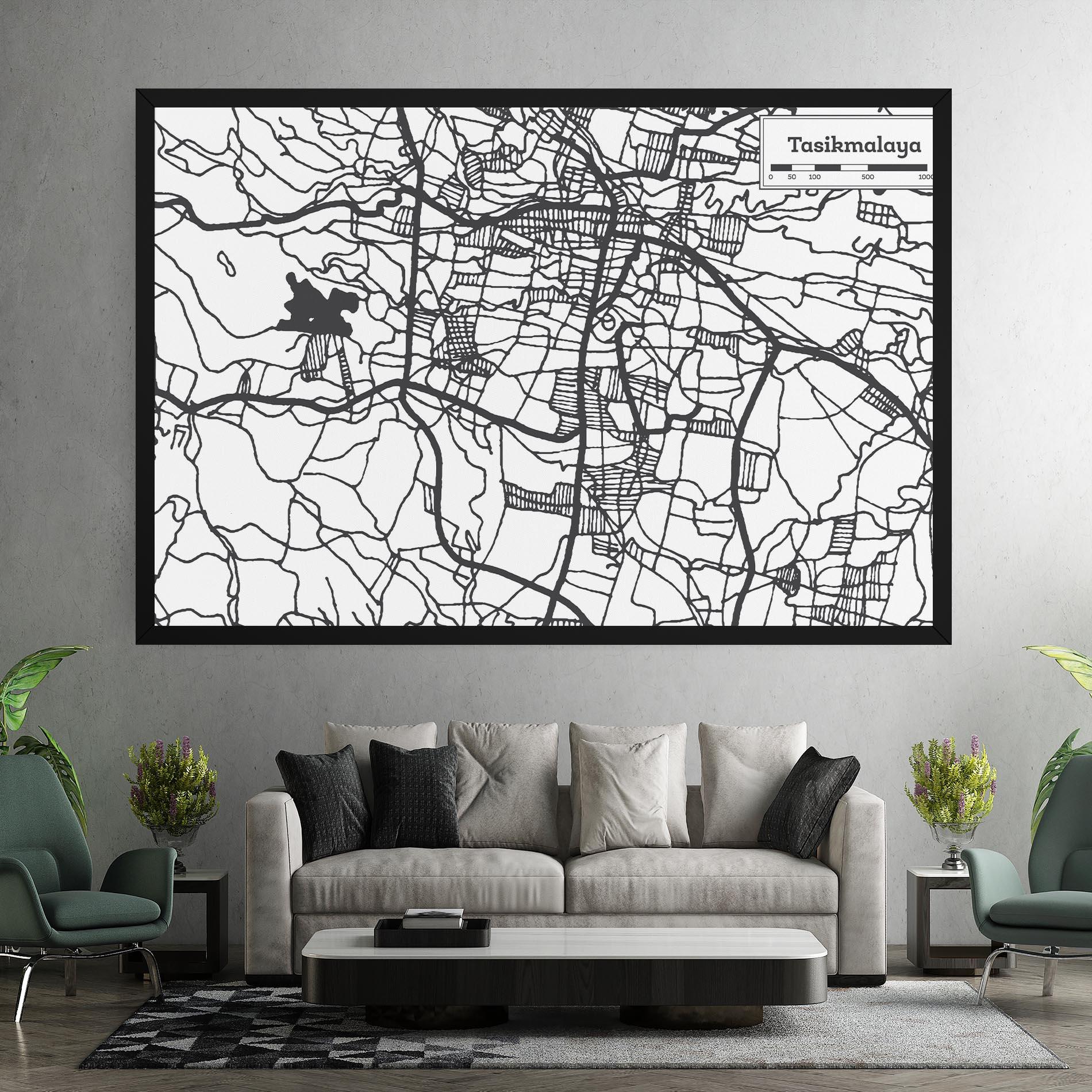 Картина на платно Tasikmalaya Map mockup 7