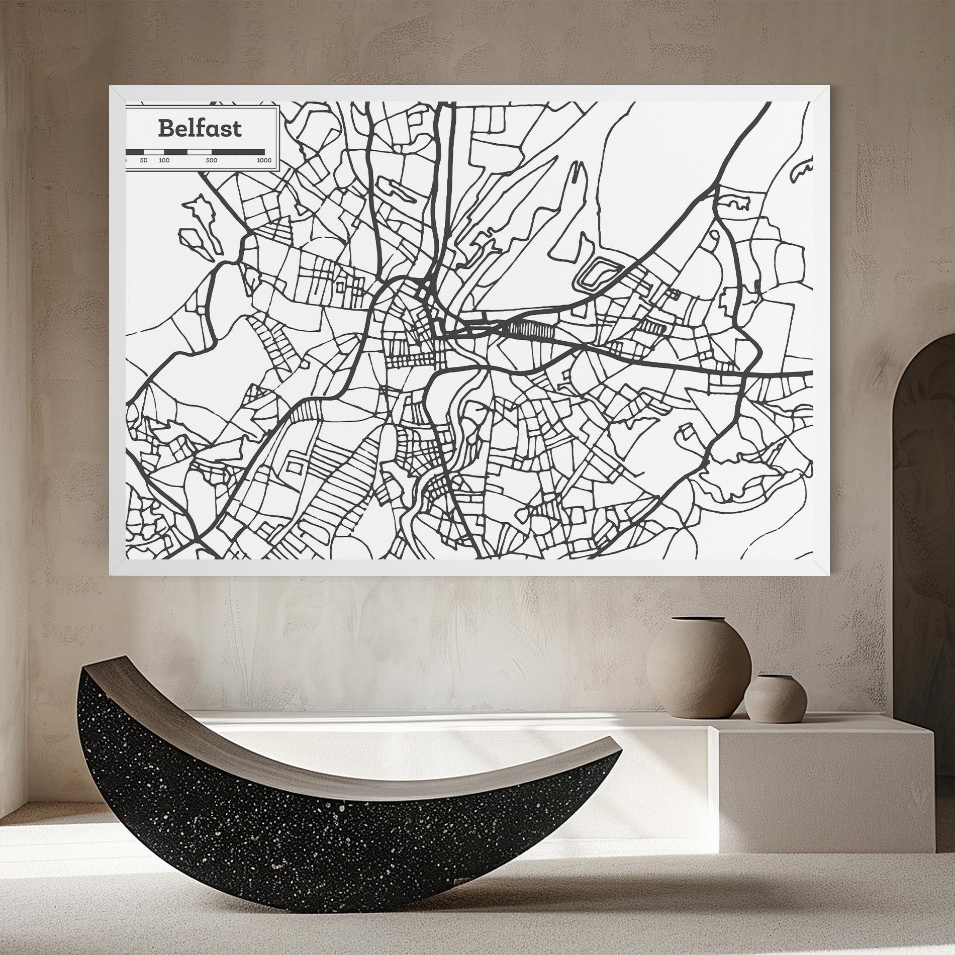 Картина на платно Belfast Map mockup 8