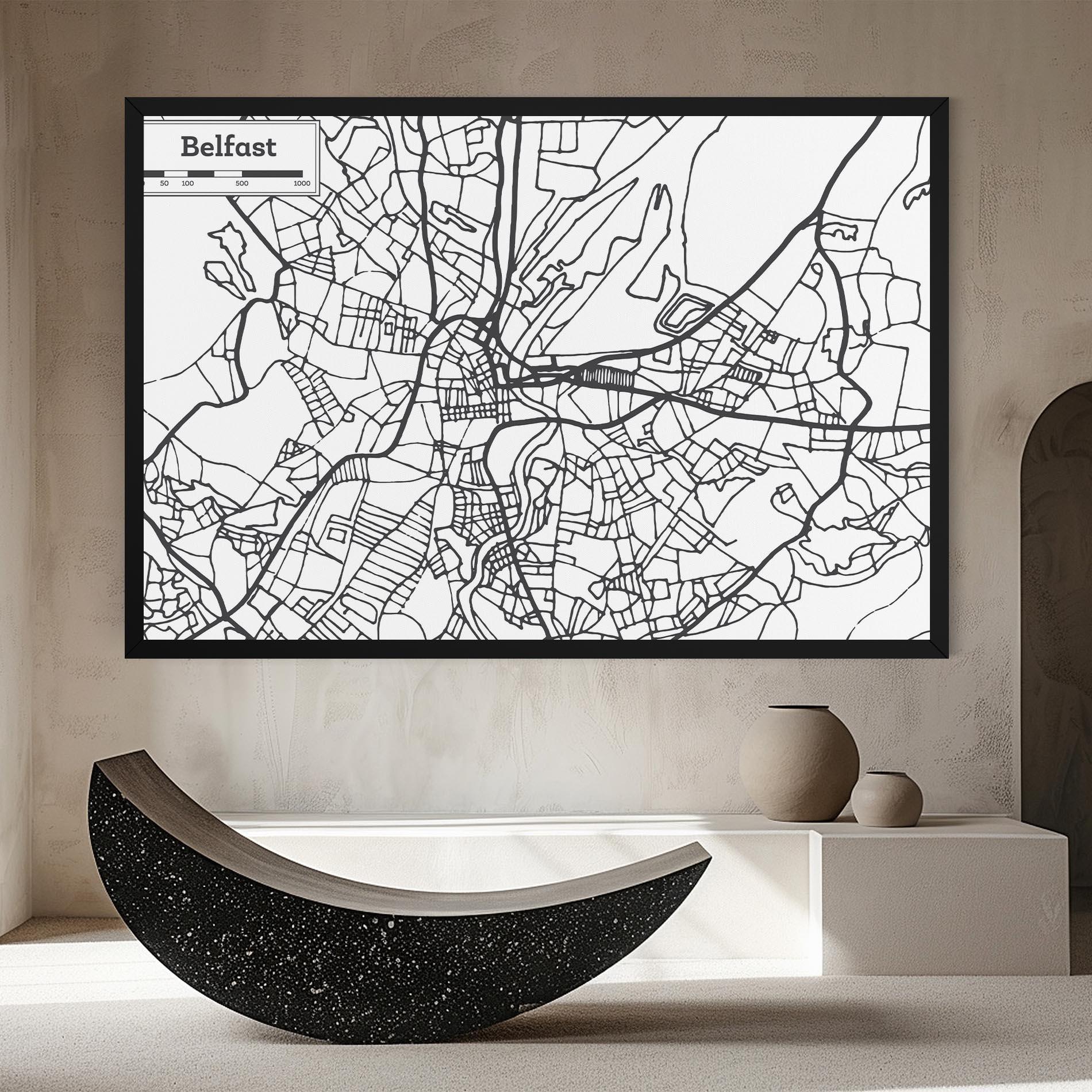 Картина на платно Belfast Map mockup 8