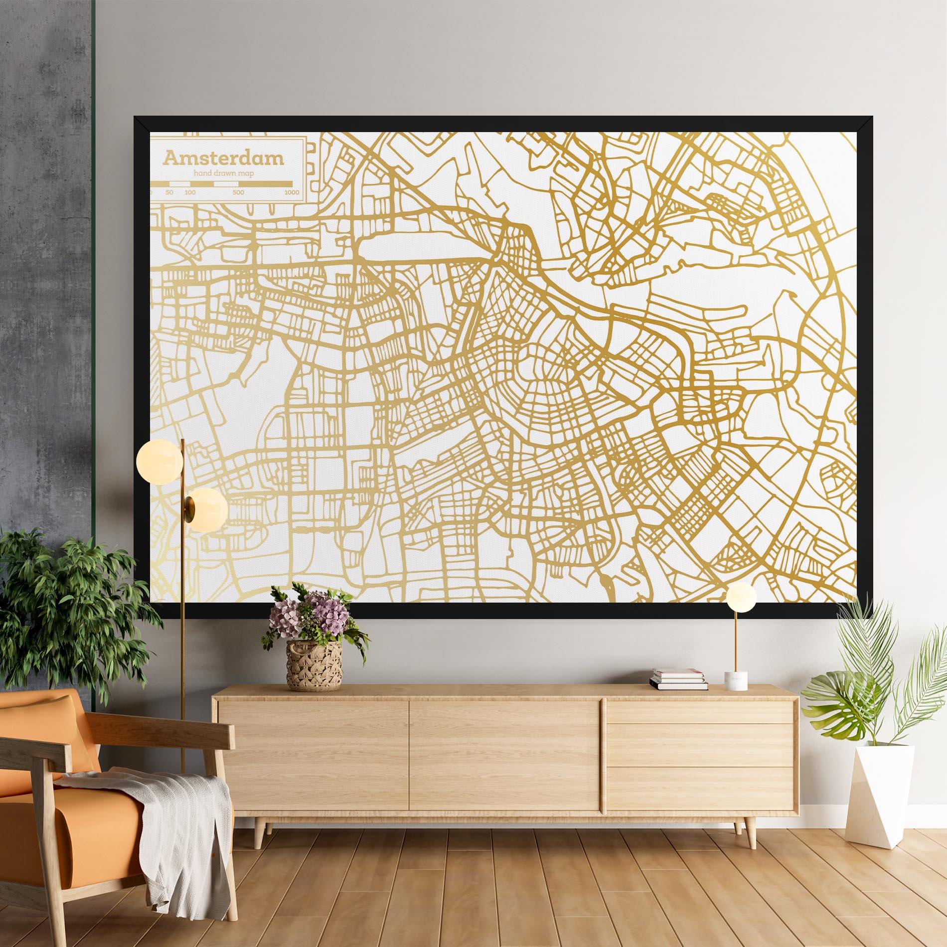 Картина на платно Amsterdam Gold Map mockup 9