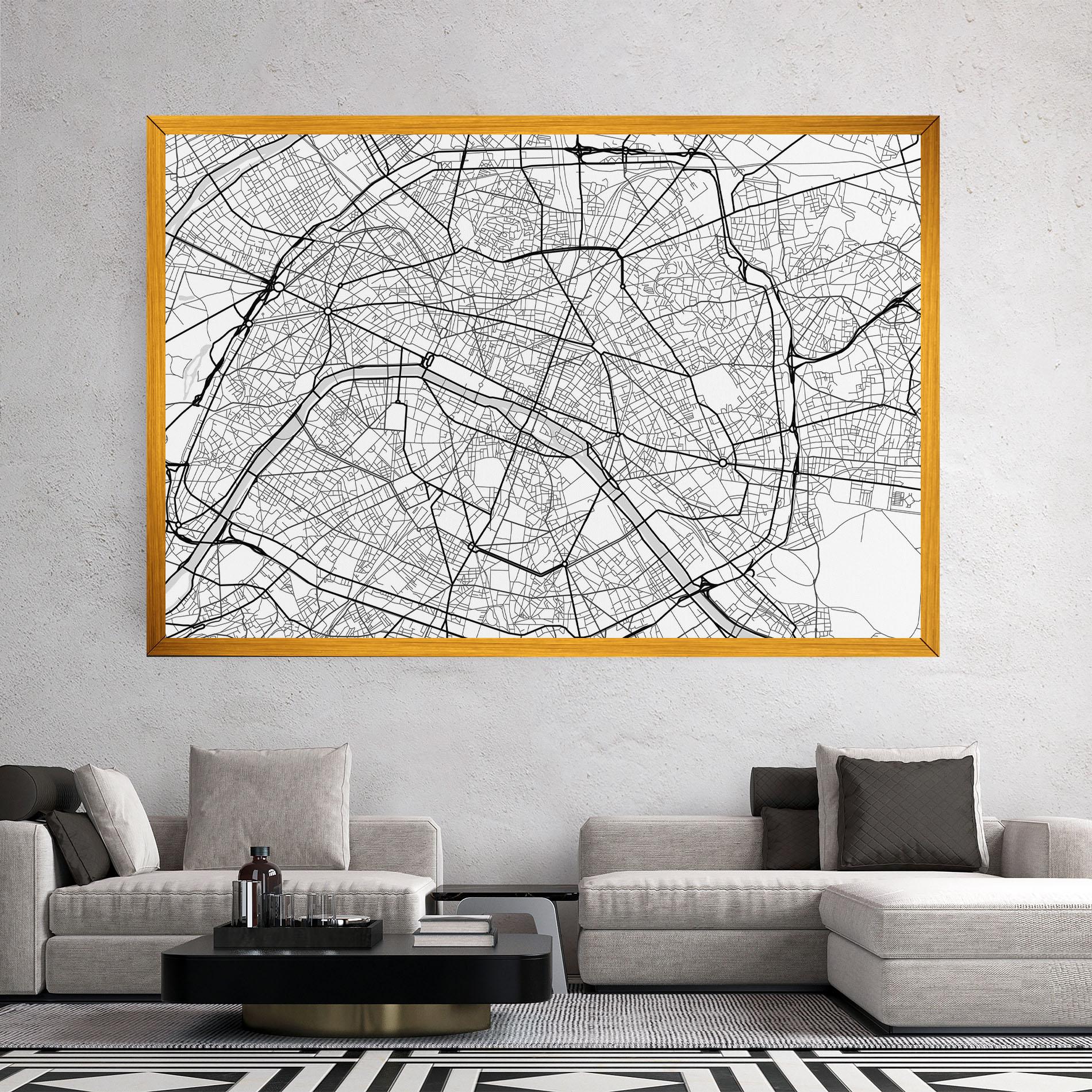 Картина на платно City Black Line mockup 2