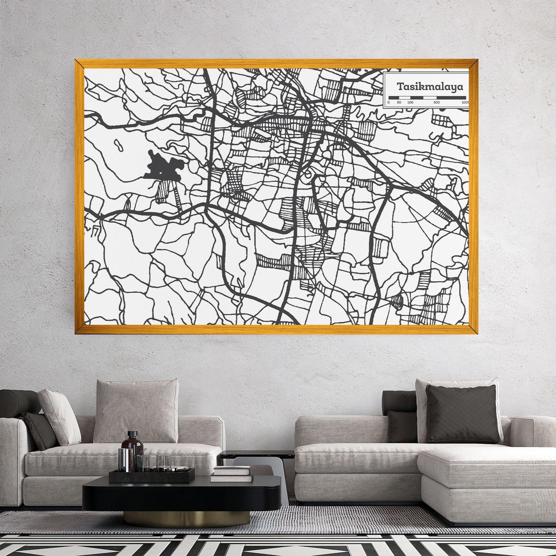 Картина на платно Tasikmalaya Map mockup 2