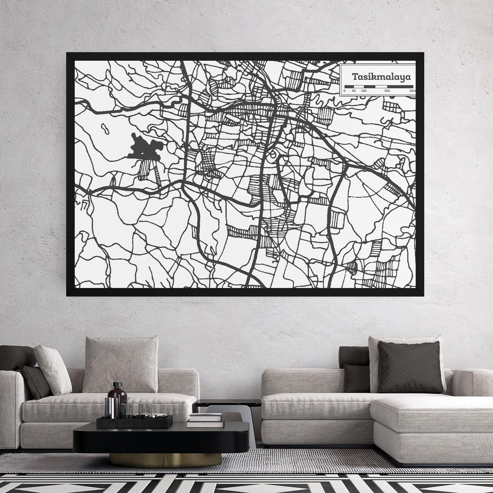 Картина на платно Tasikmalaya Map mockup 2