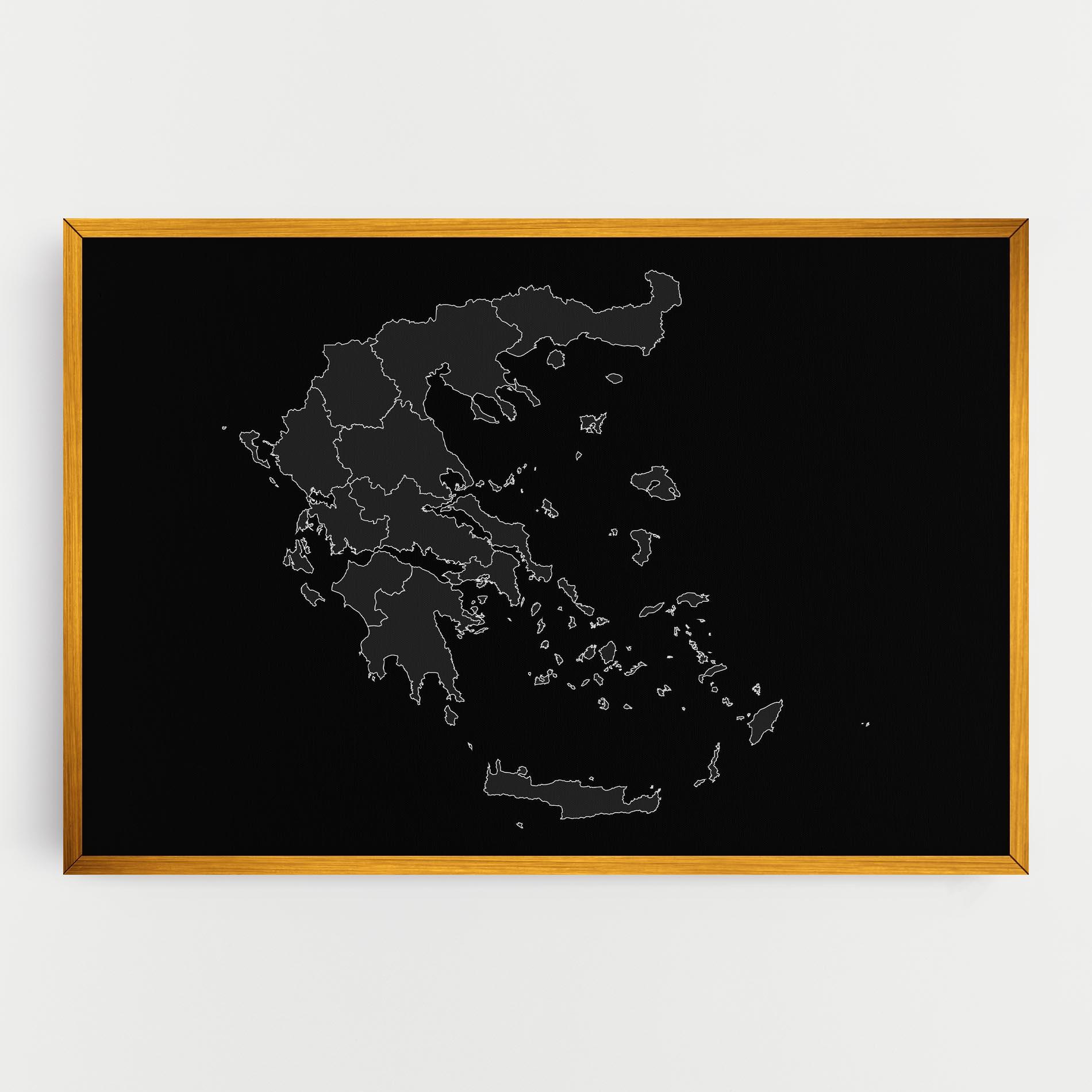 Картина на платно Greece Grey Map mockup 0
