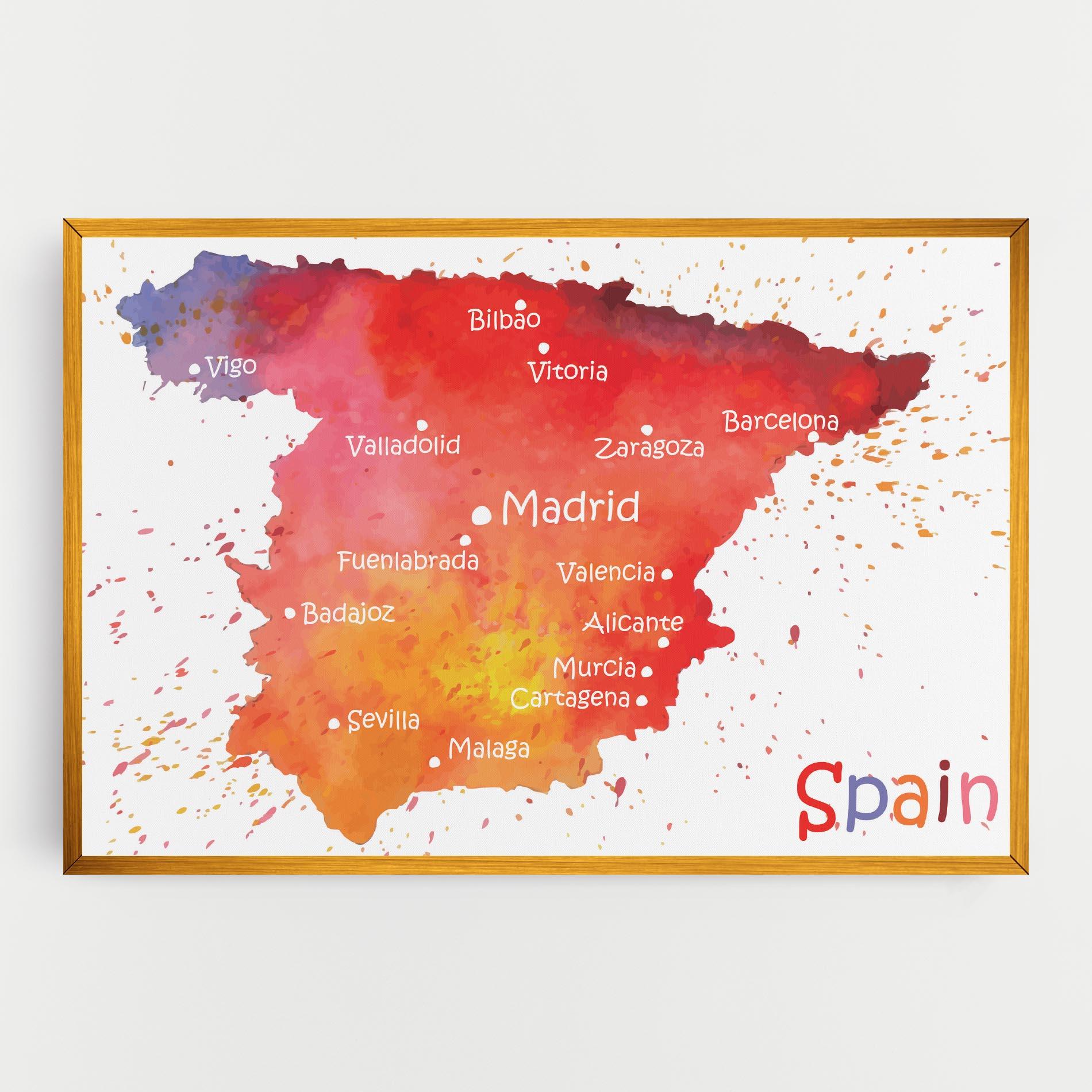 Картина на платно Spain Map mockup 0