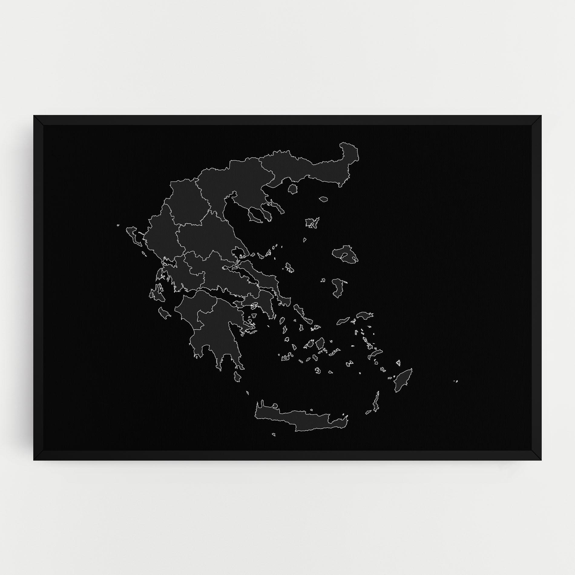 Картина на платно Greece Grey Map mockup 0