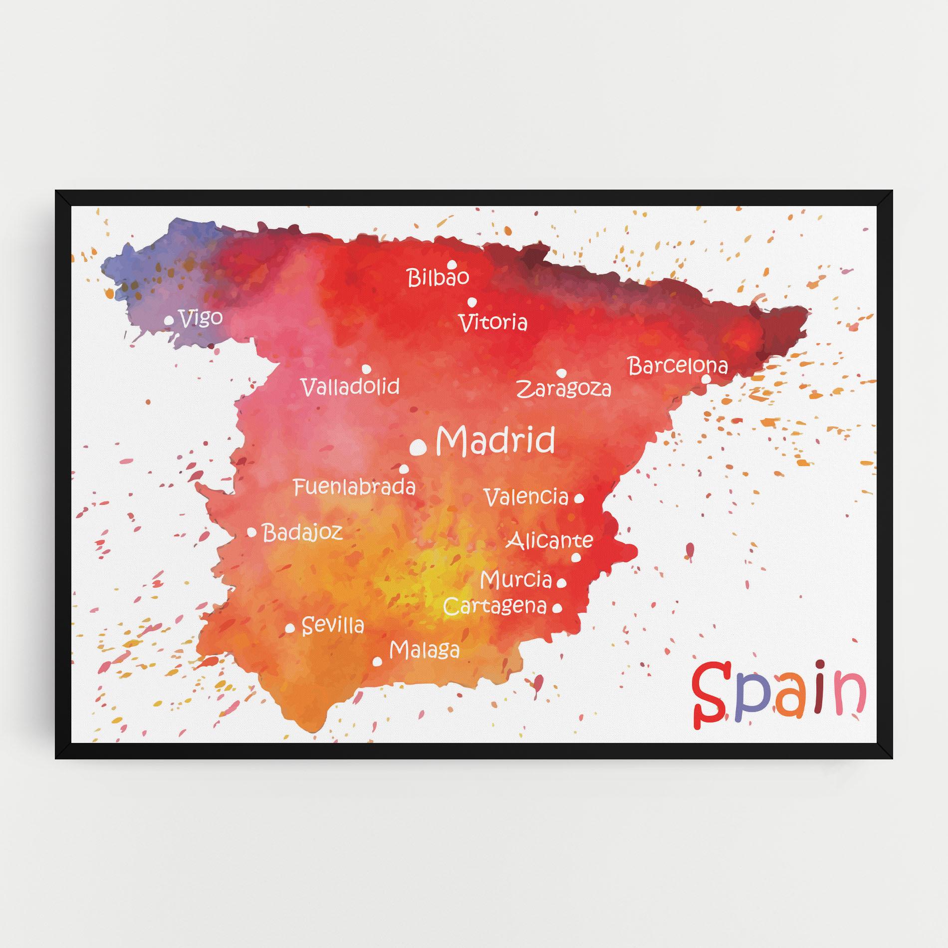 Картина на платно Spain Map mockup 0