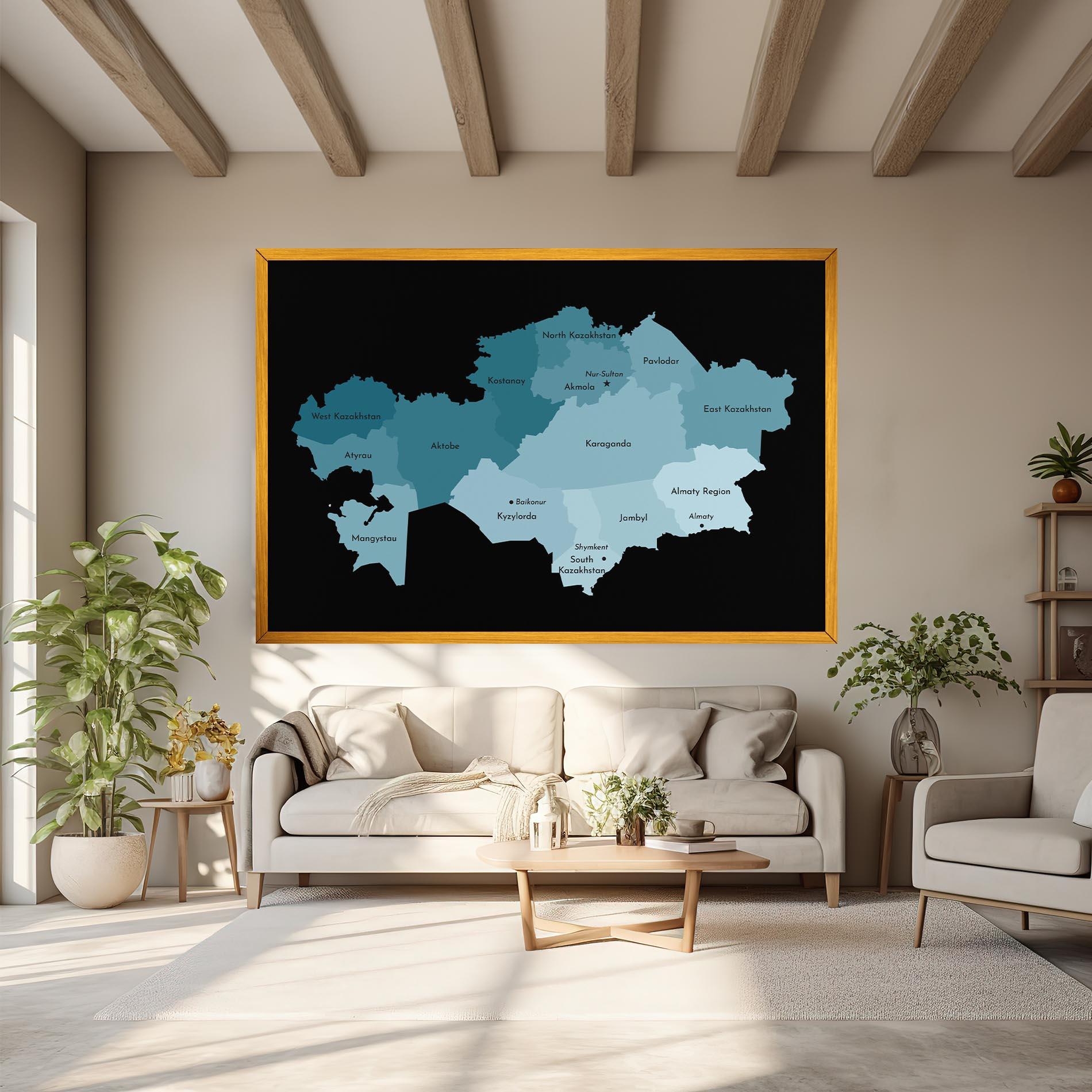 Картина на платно Kazahstan Blue Map mockup 6