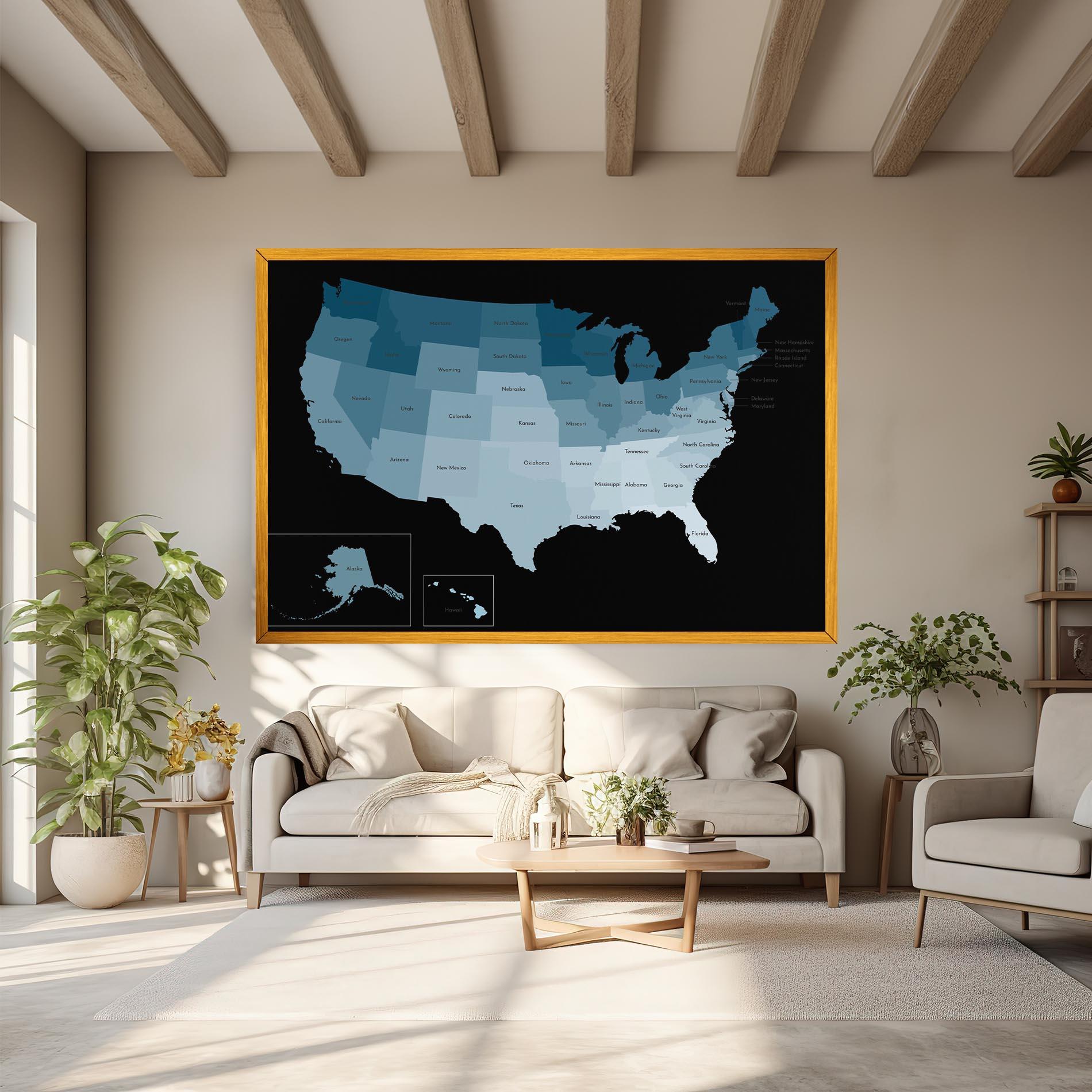 Картина на платно Sua Blue Map mockup 6