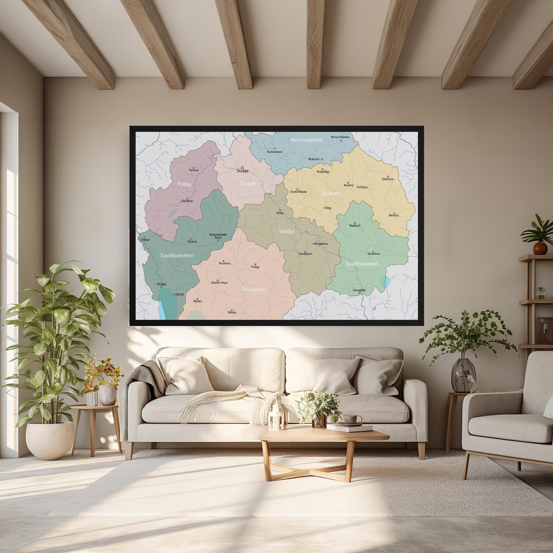 Картина на платно North Macedonia Map mockup 6